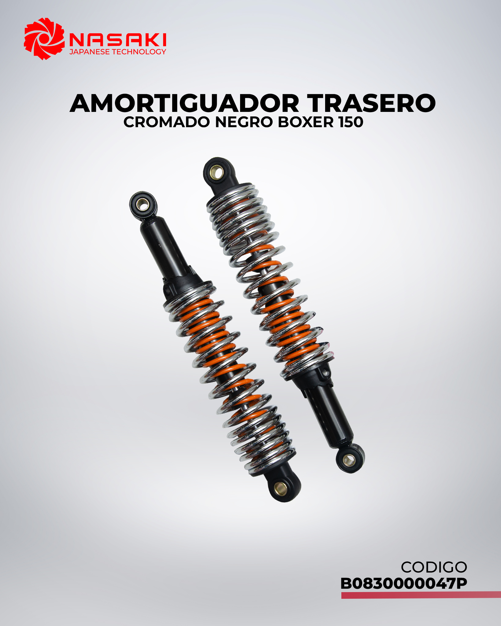 AMORTIGUADOR TRASERO CROMADO NEGRO BOXER 150