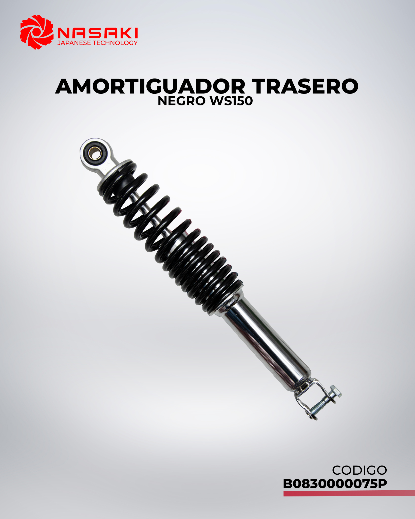 AMORTIGUADOR TRASERO NEGRO WS150