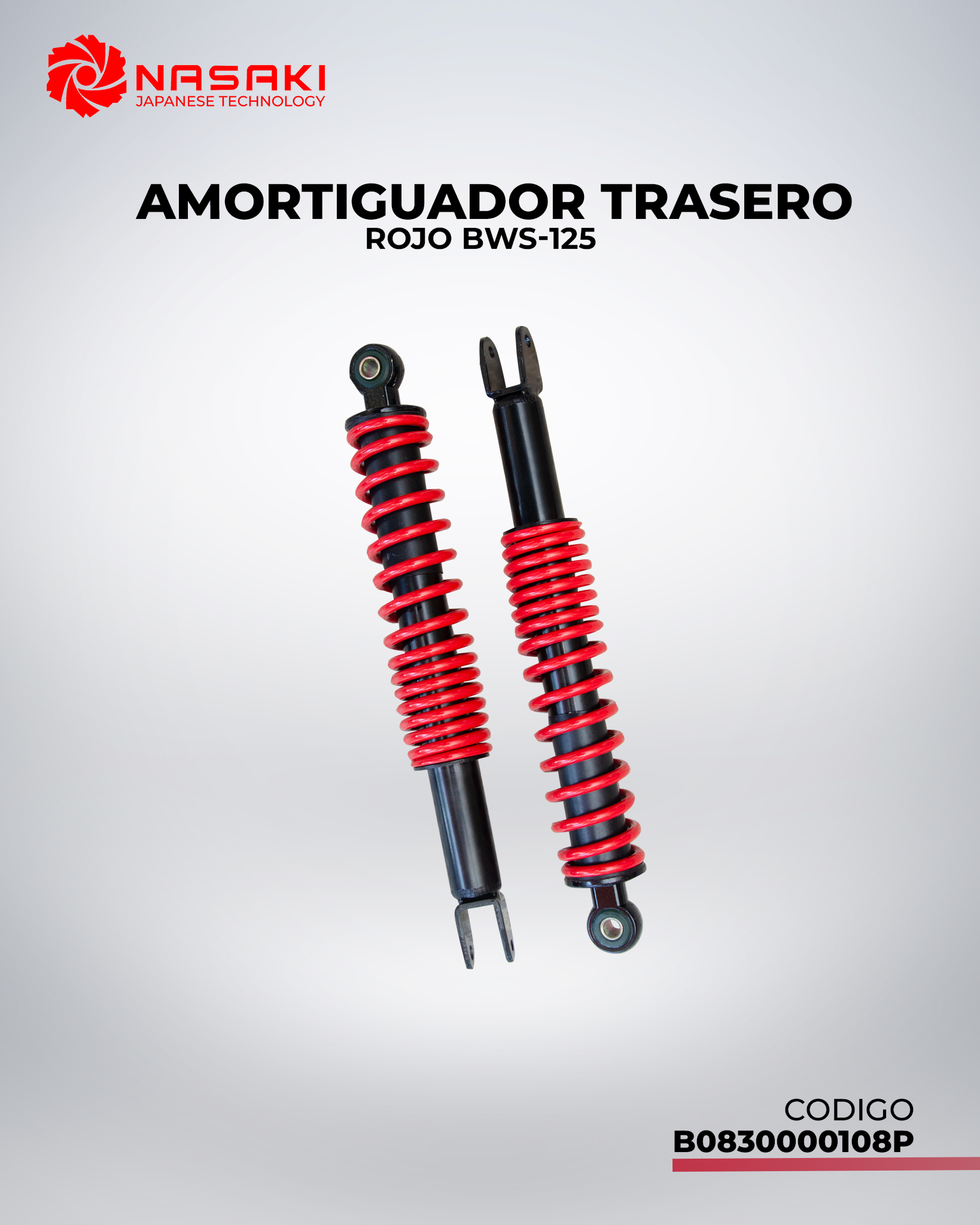 AMORTIGUADOR TRASERO ROJO BWS-125
