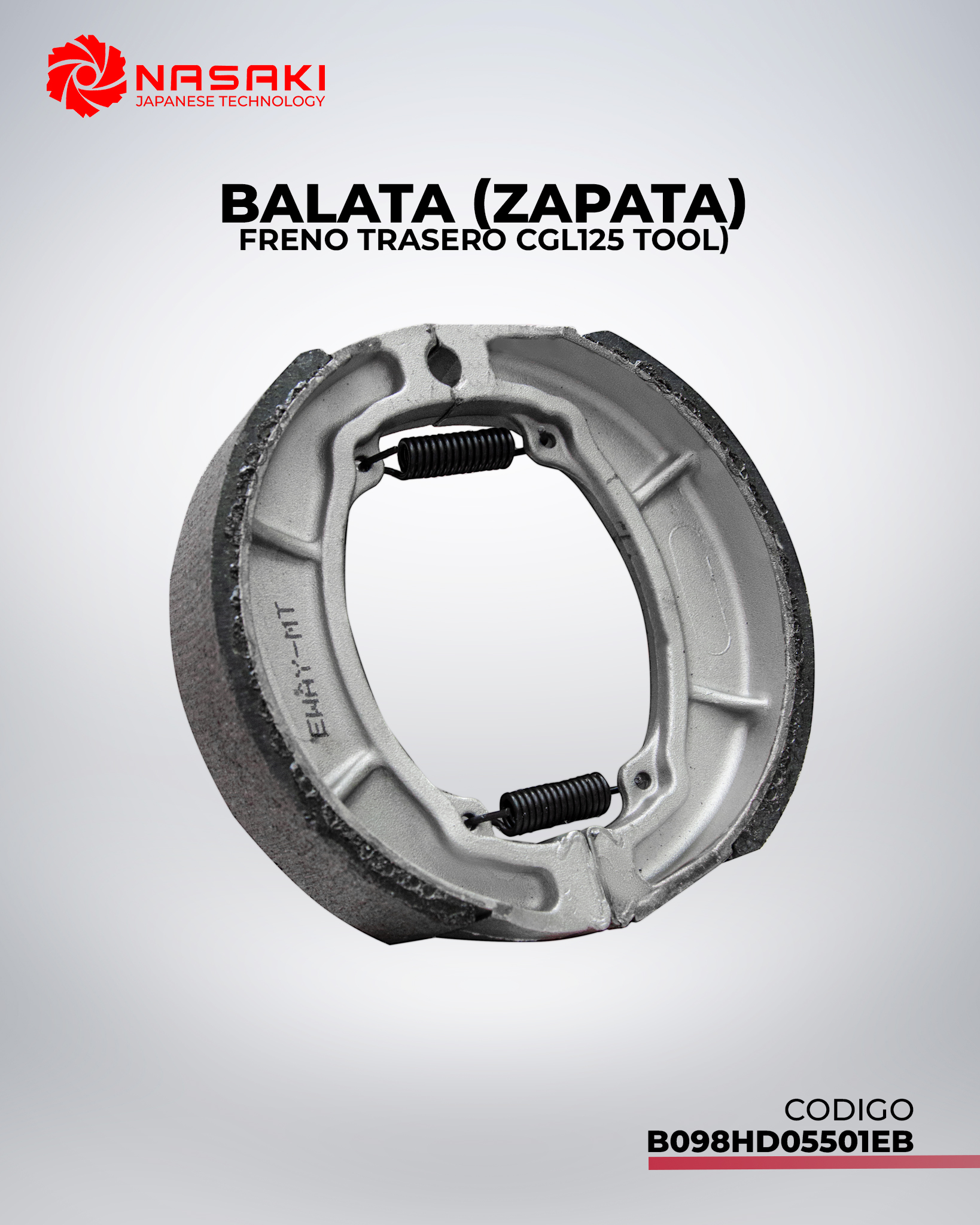 BALATA (ZAPATA) FRENO TRASERO CGL125 TOOL