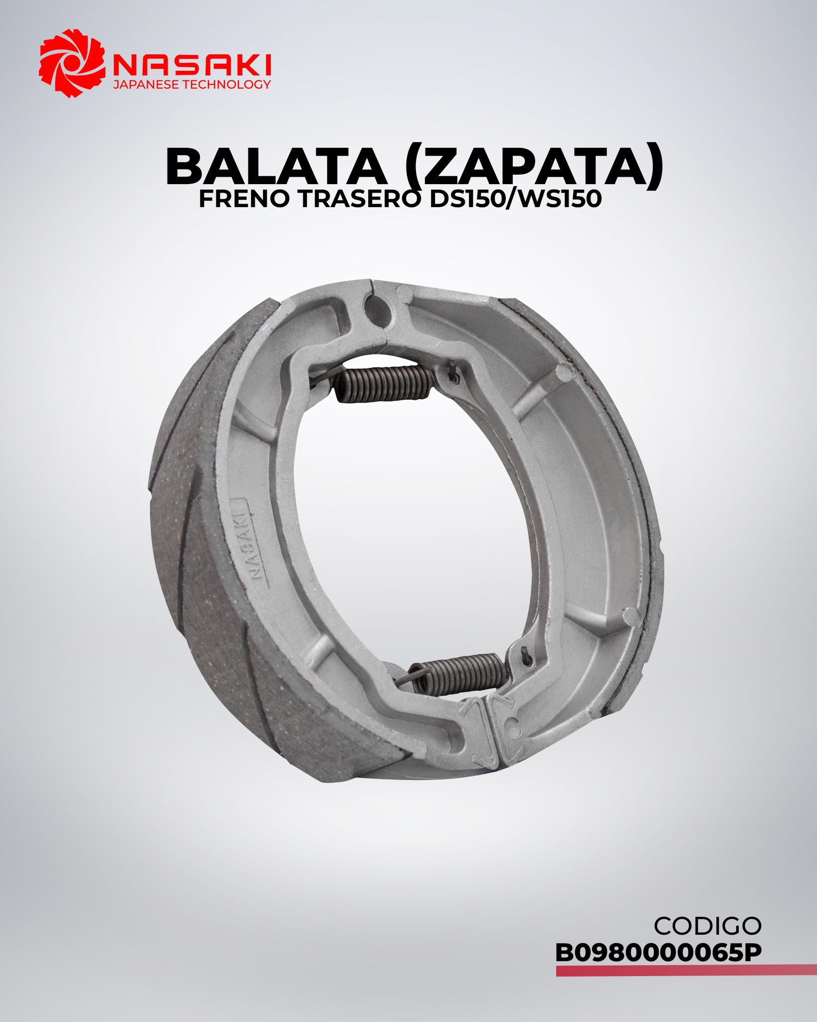 BALATA (ZAPATA) FRENO TRASERO DS150/WS150