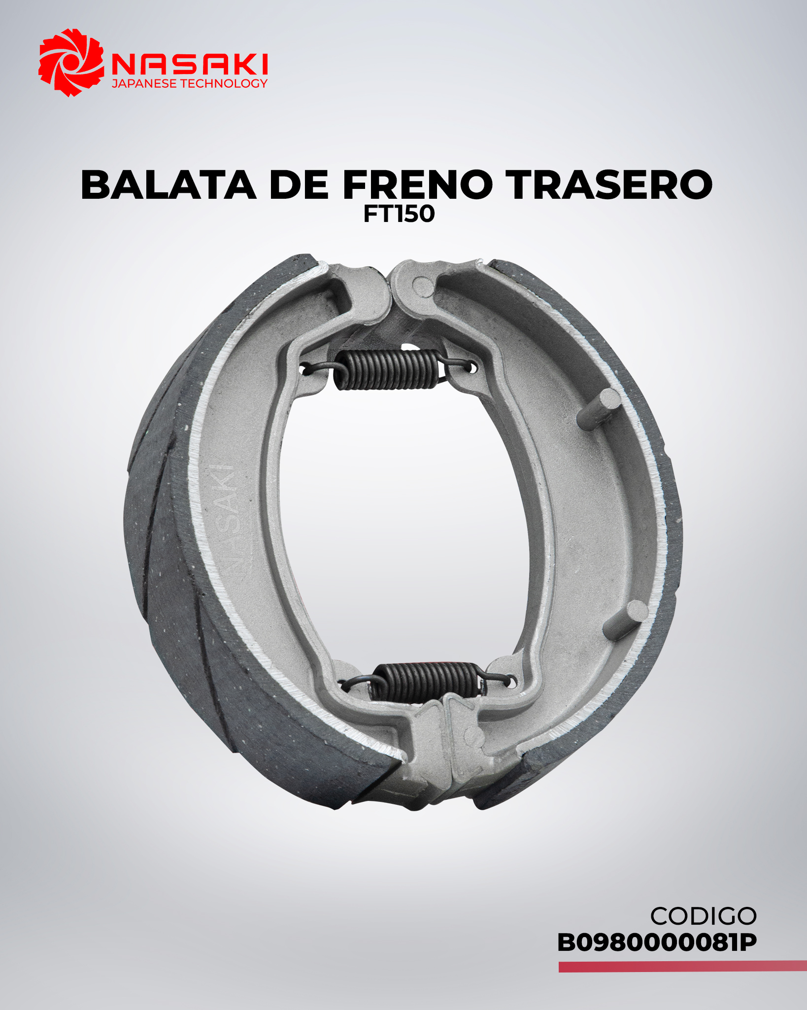 BALATA (ZAPATA) FRENO TRASERO FT150