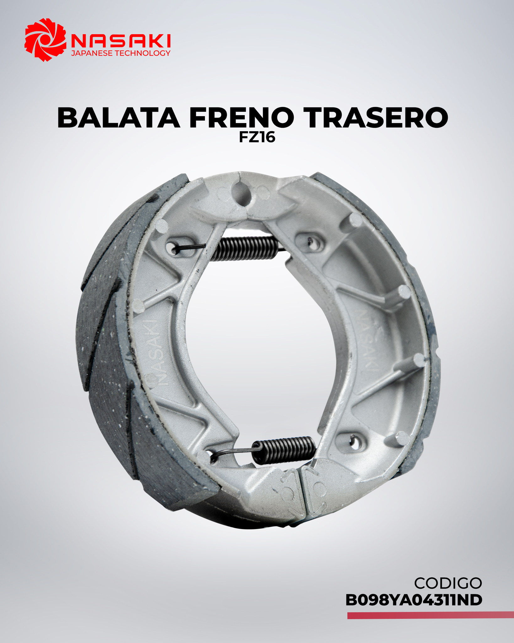 BALATA (ZAPATA) FRENO TRASERO FZ16