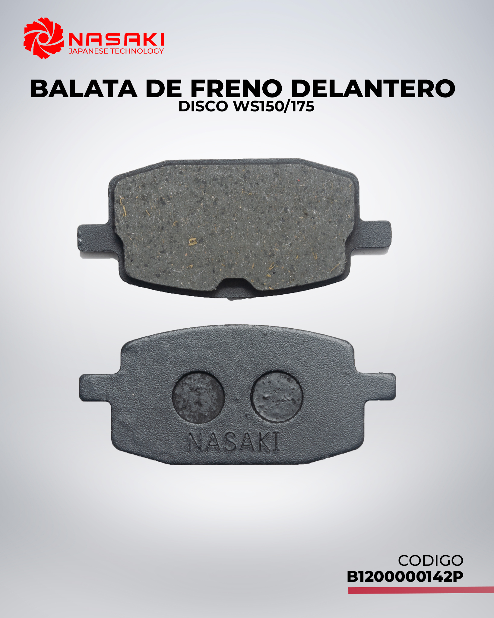 BALATA DE FRENO DELANTERO DISCO WS150/175
