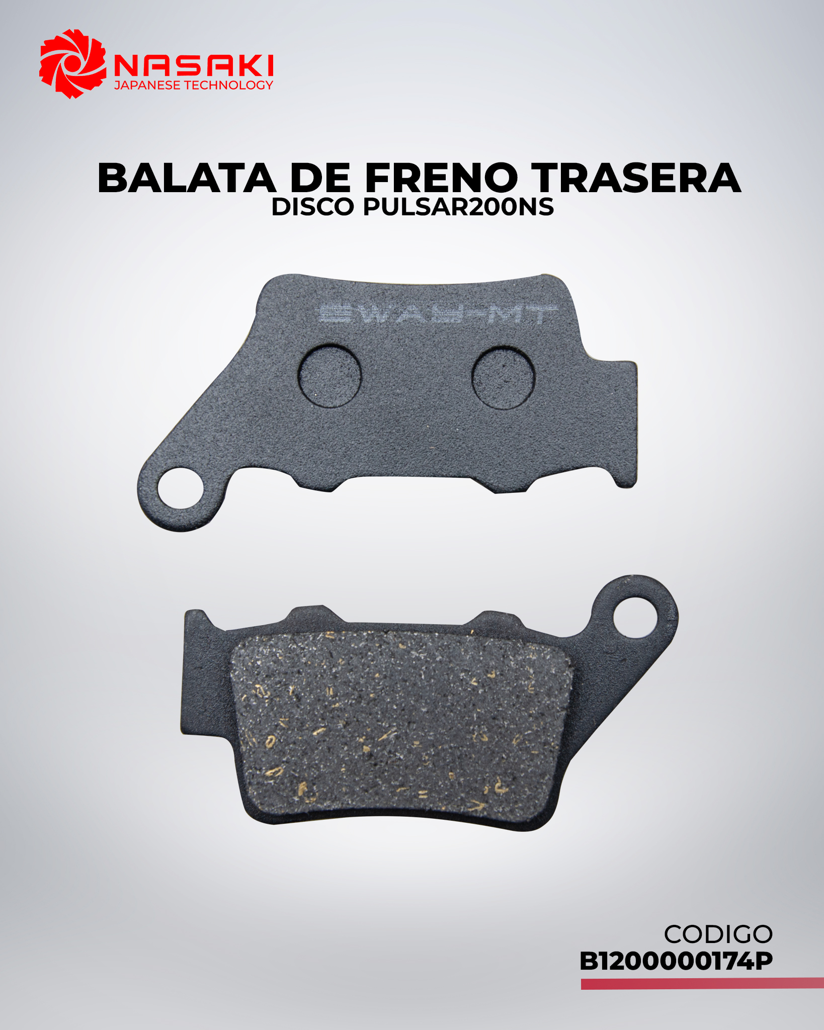 BALATA DE FRENO TRASERO DISCO PULSAR200NS