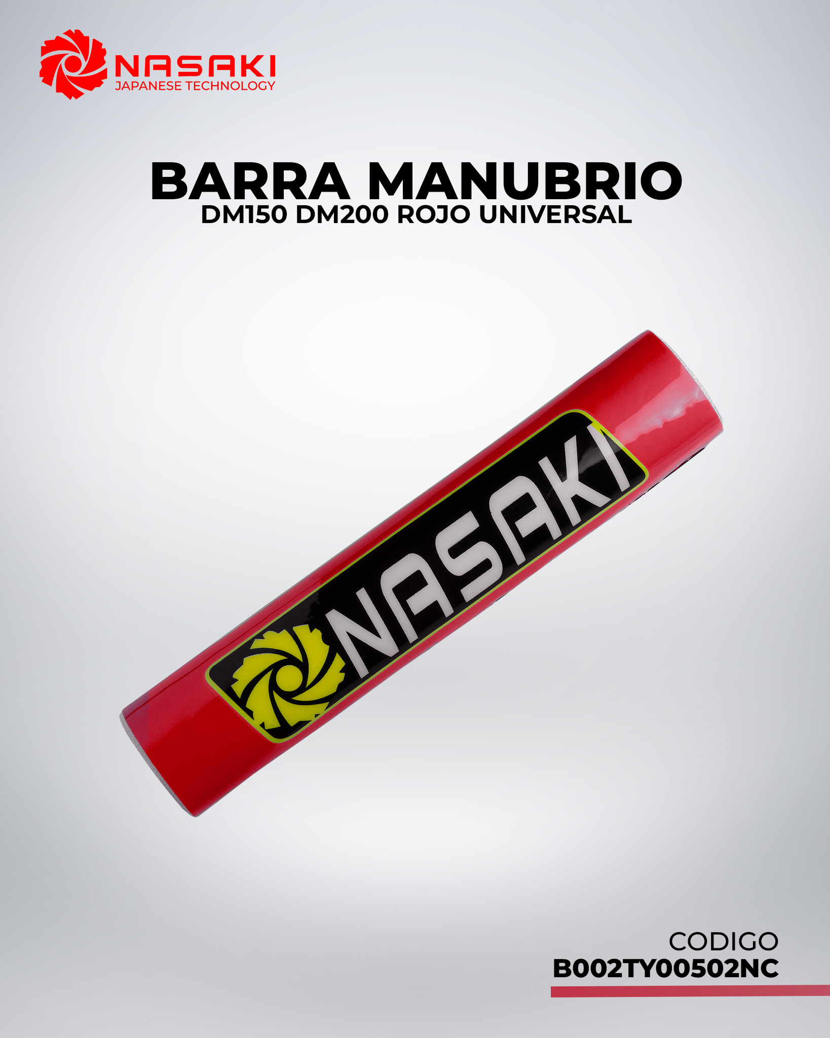 BARRA MANUBRIO DM150 DM200 UNIVERSAL ROJO
