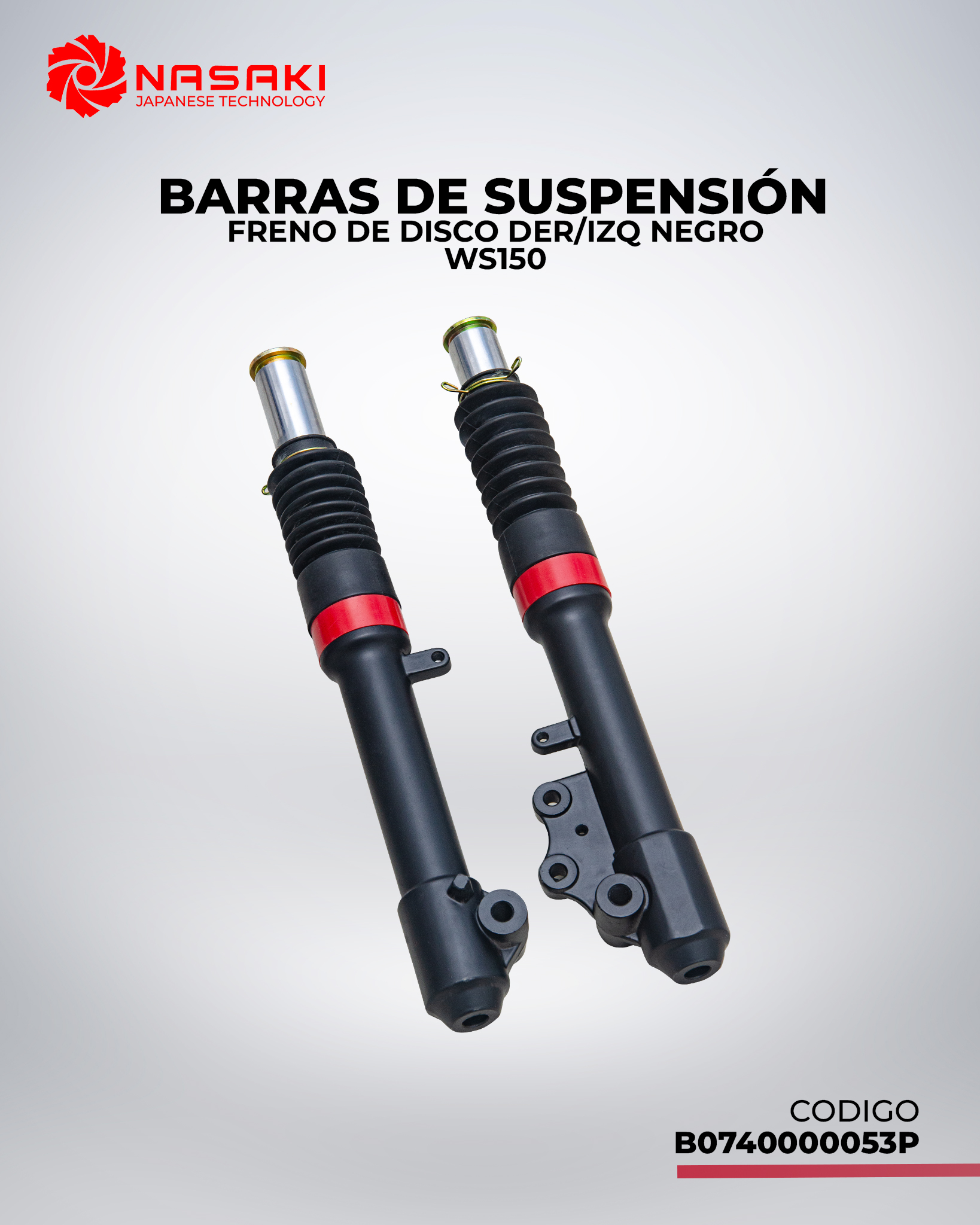 BARRAS DE SUSPENSION FRENO DE DISCO DER/IZQ NEGRO WS150
