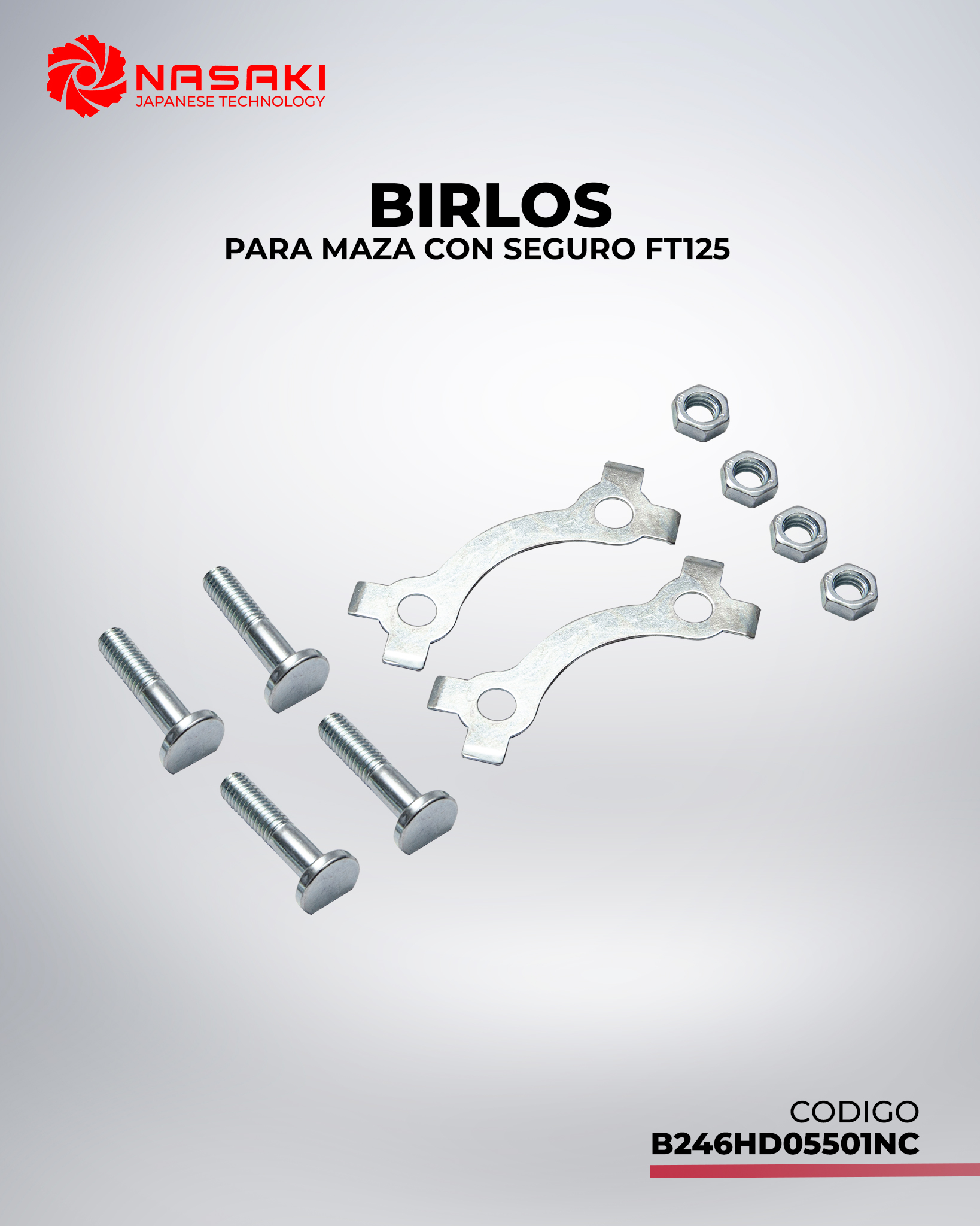 BIRLOS PARA MAZA CON SEGURO FT125