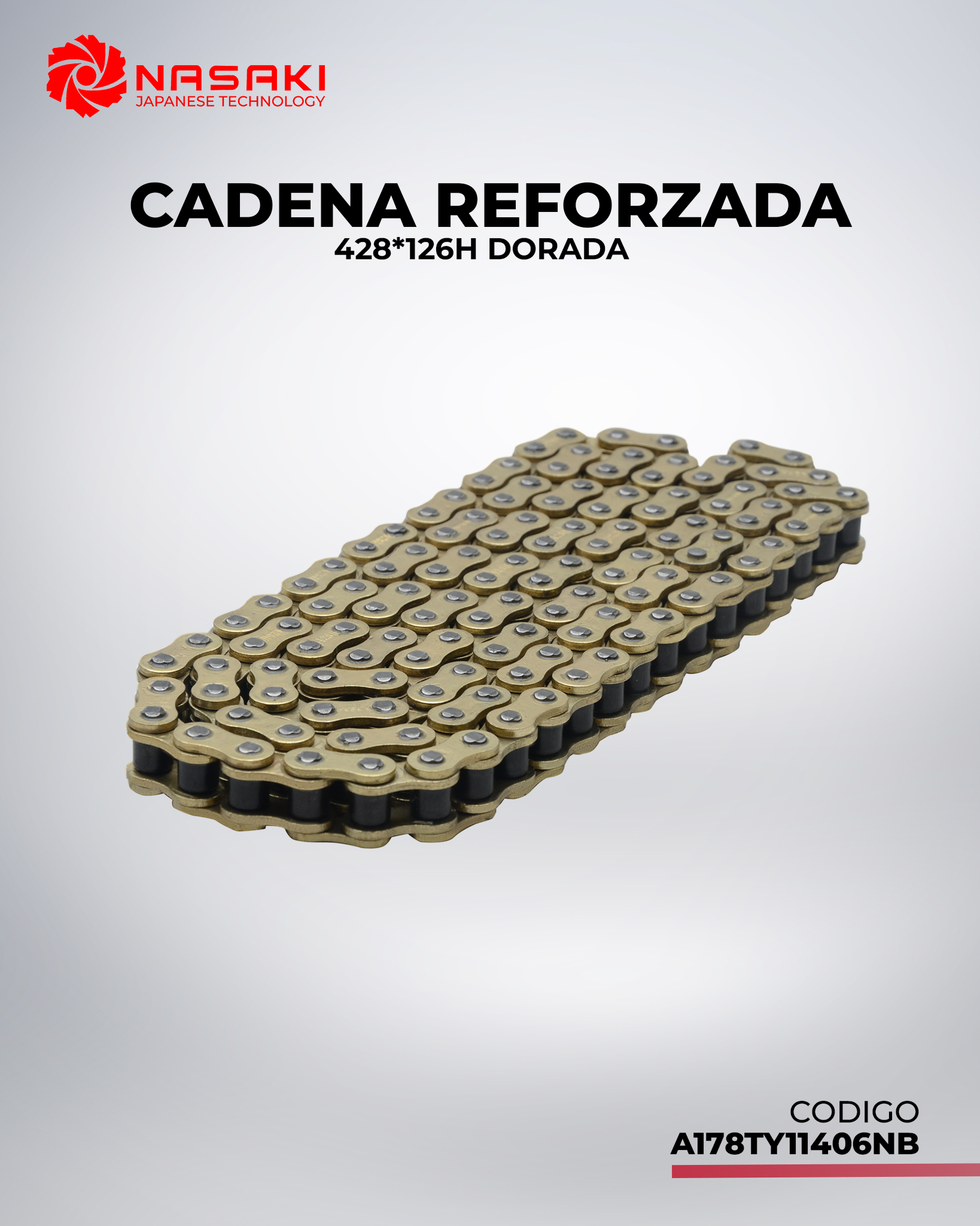CADENA REFORZADA 428*126H DORADA