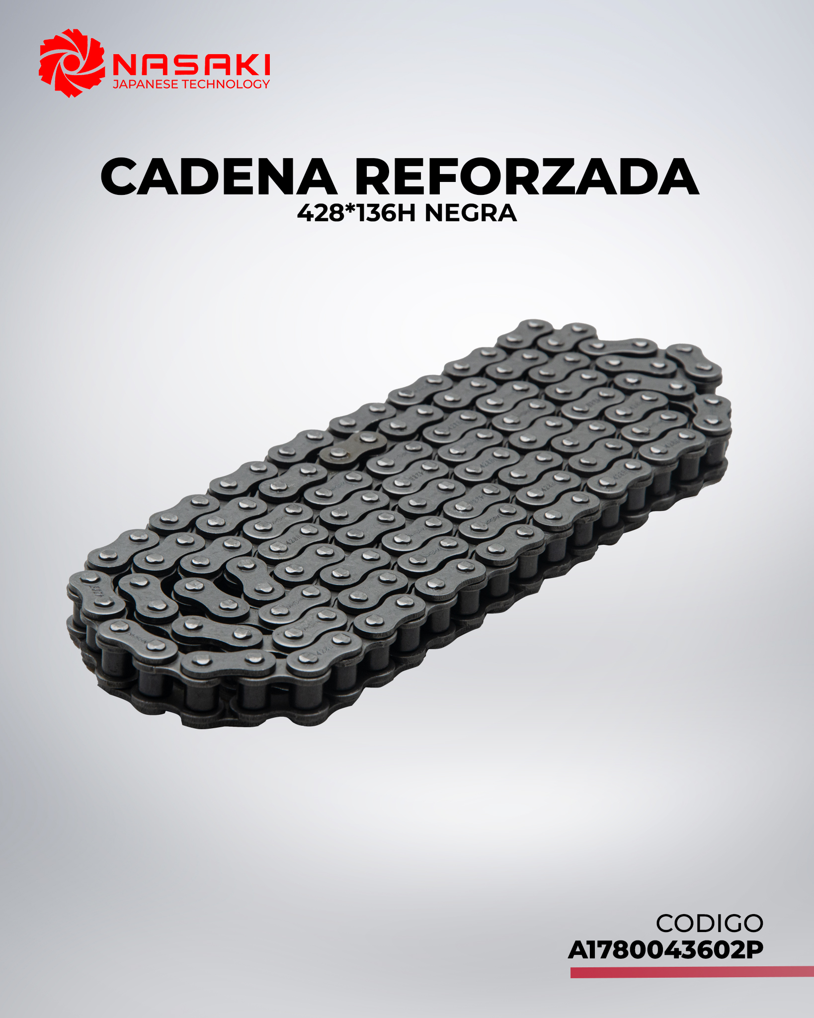 CADENA REFORZADA 428*136H NEGRA