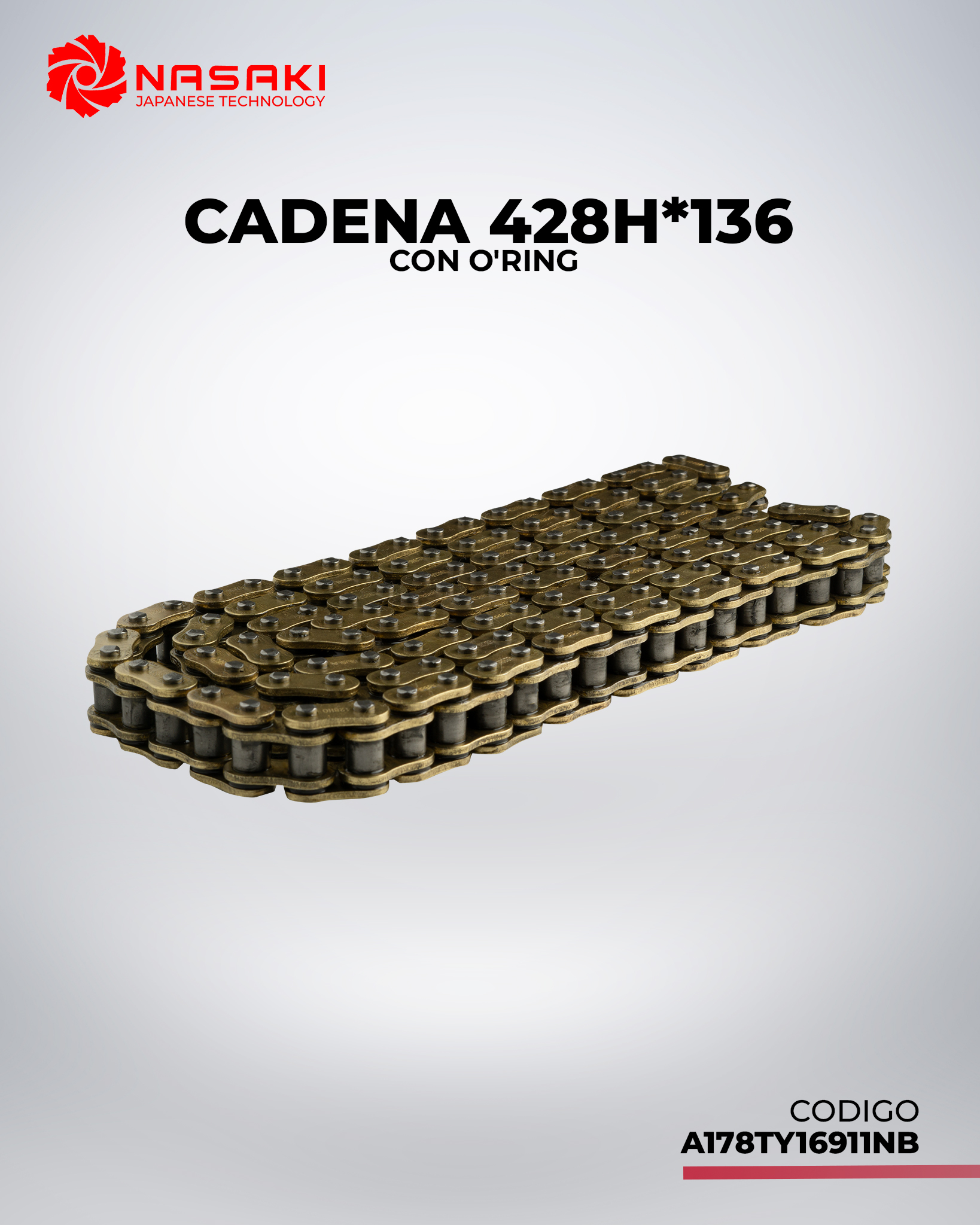 CADENA REFORZADA 428H 136 DORADA CON O RING