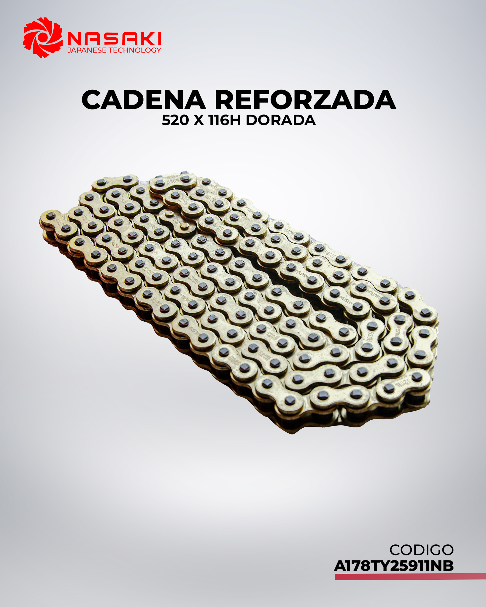 CADENA REFORZADA 520 x 116H DORADA