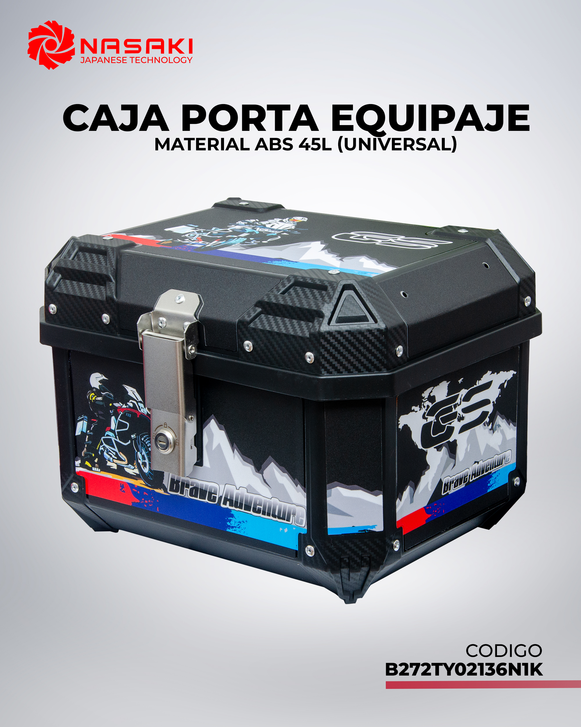 CAJA PORTA EQUIPAJE MATERIAL  ABS 45L