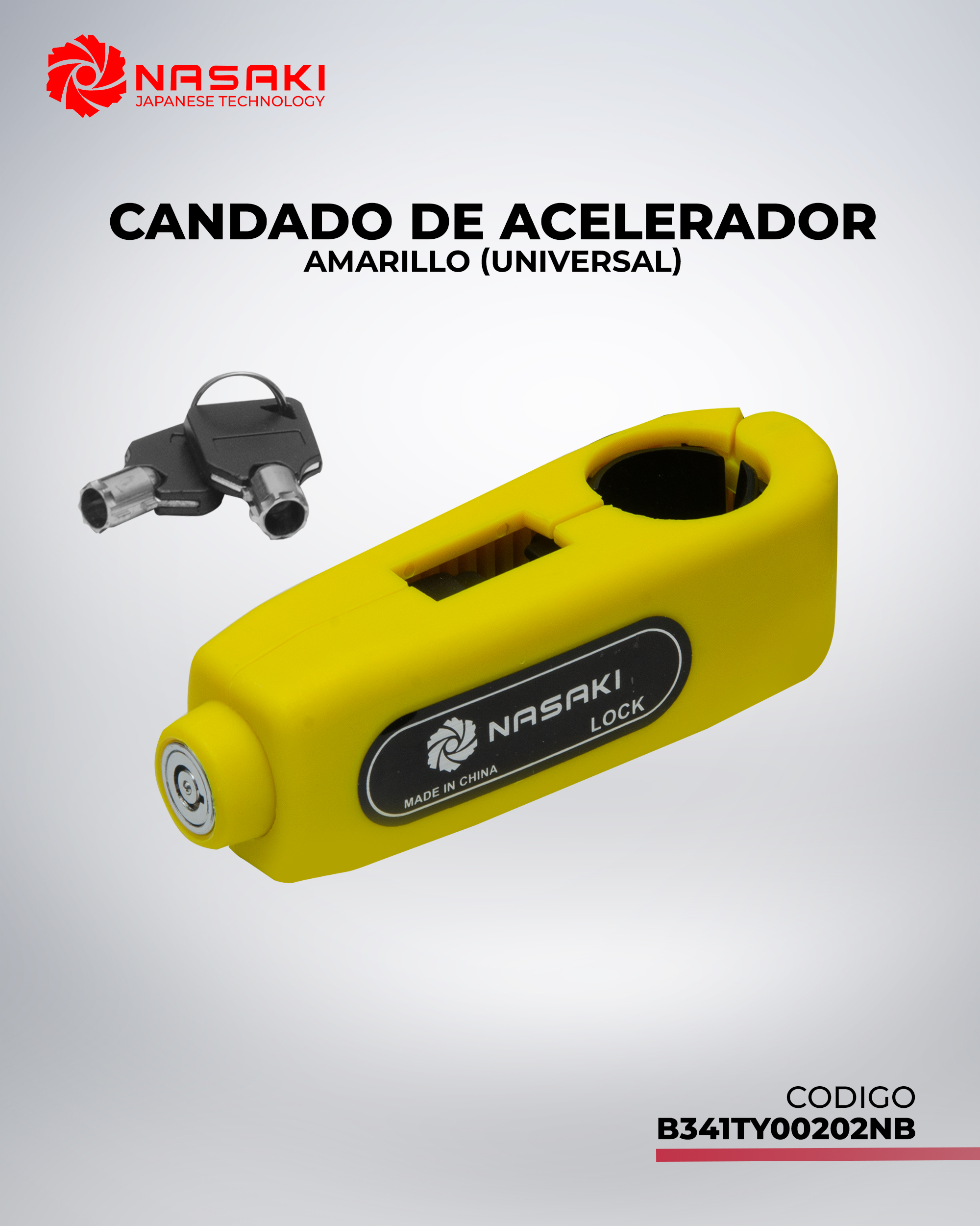 CANDADO DE ACELERADOR AMARILLO (UNIVERSAL)