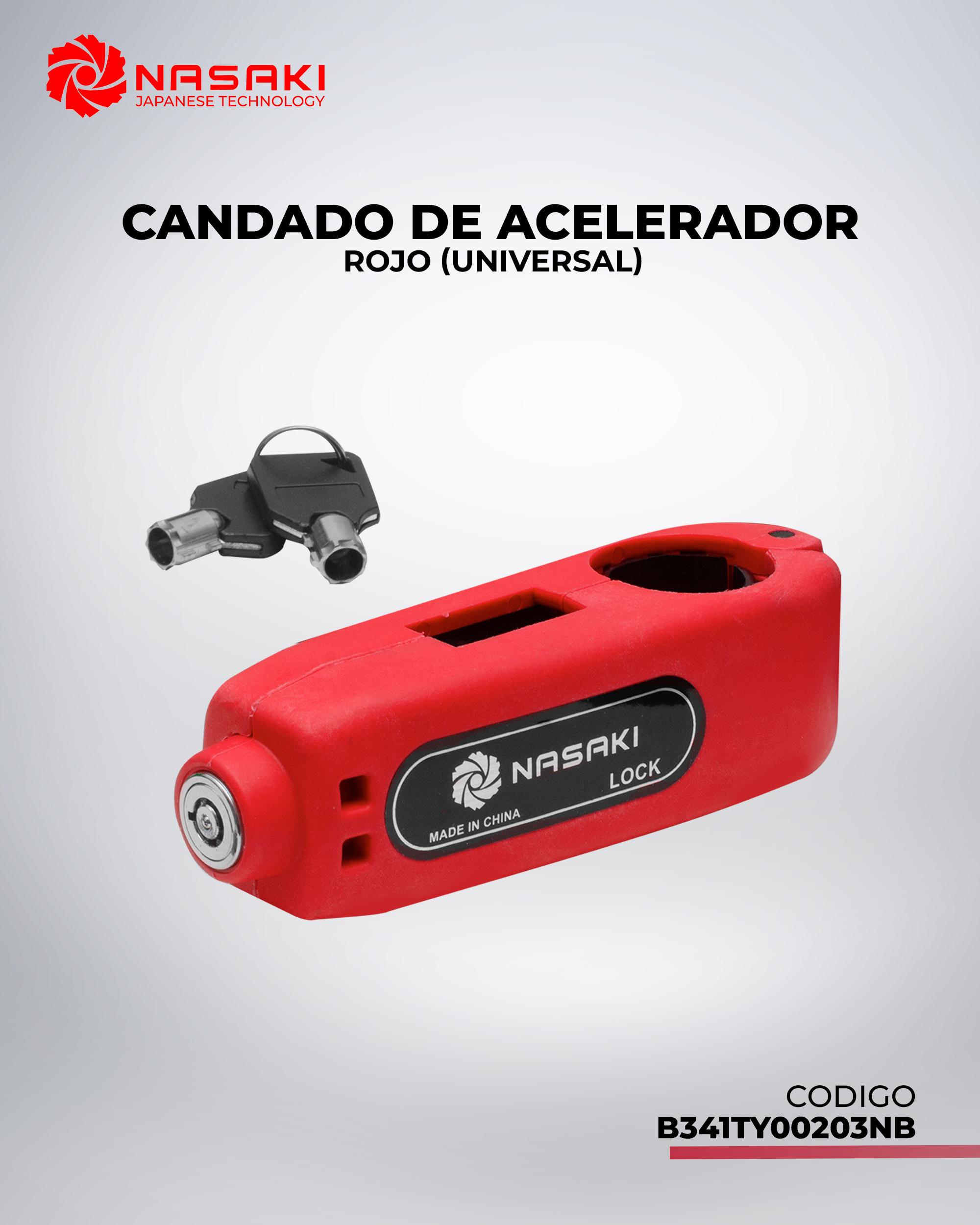 CANDADO DE ACELERADOR ROJO (UNIVERSAL)