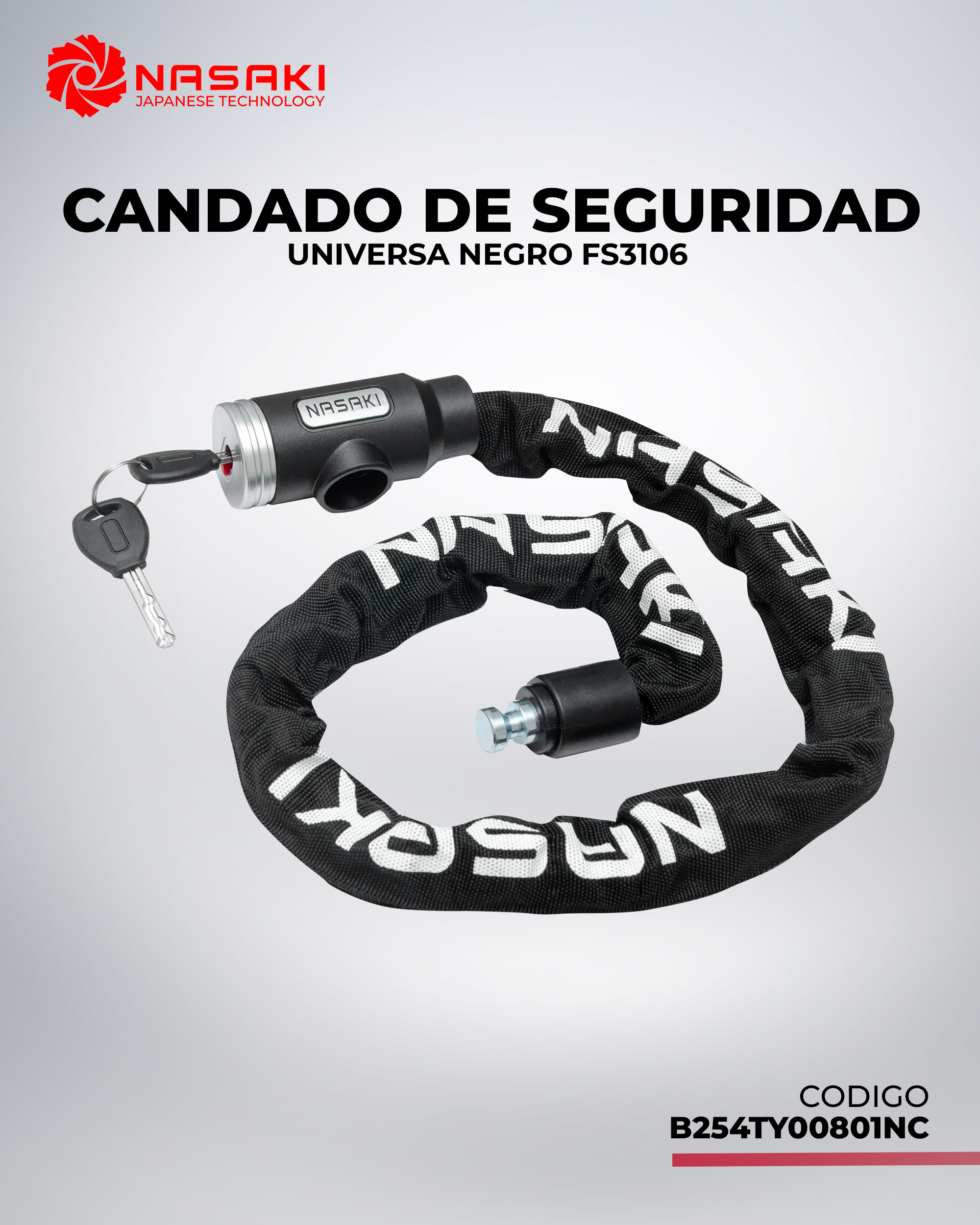 CANDADO DE SEGURIDAD UNIVERSA NEGRO FS3106