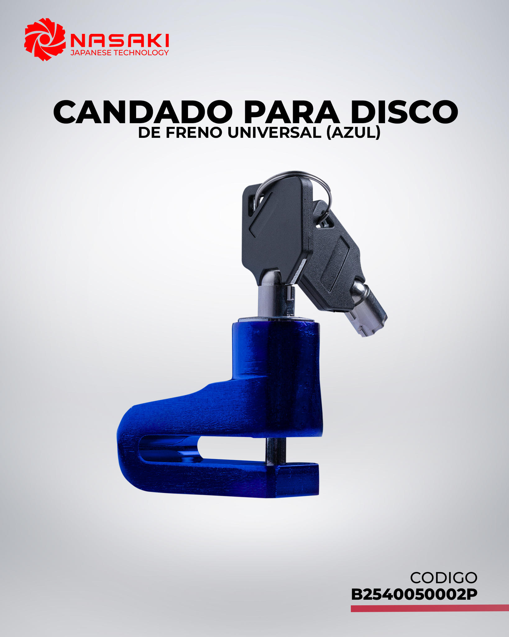 CANDADO PARA DISCO DE FRENO UNIVERSAL AZUL