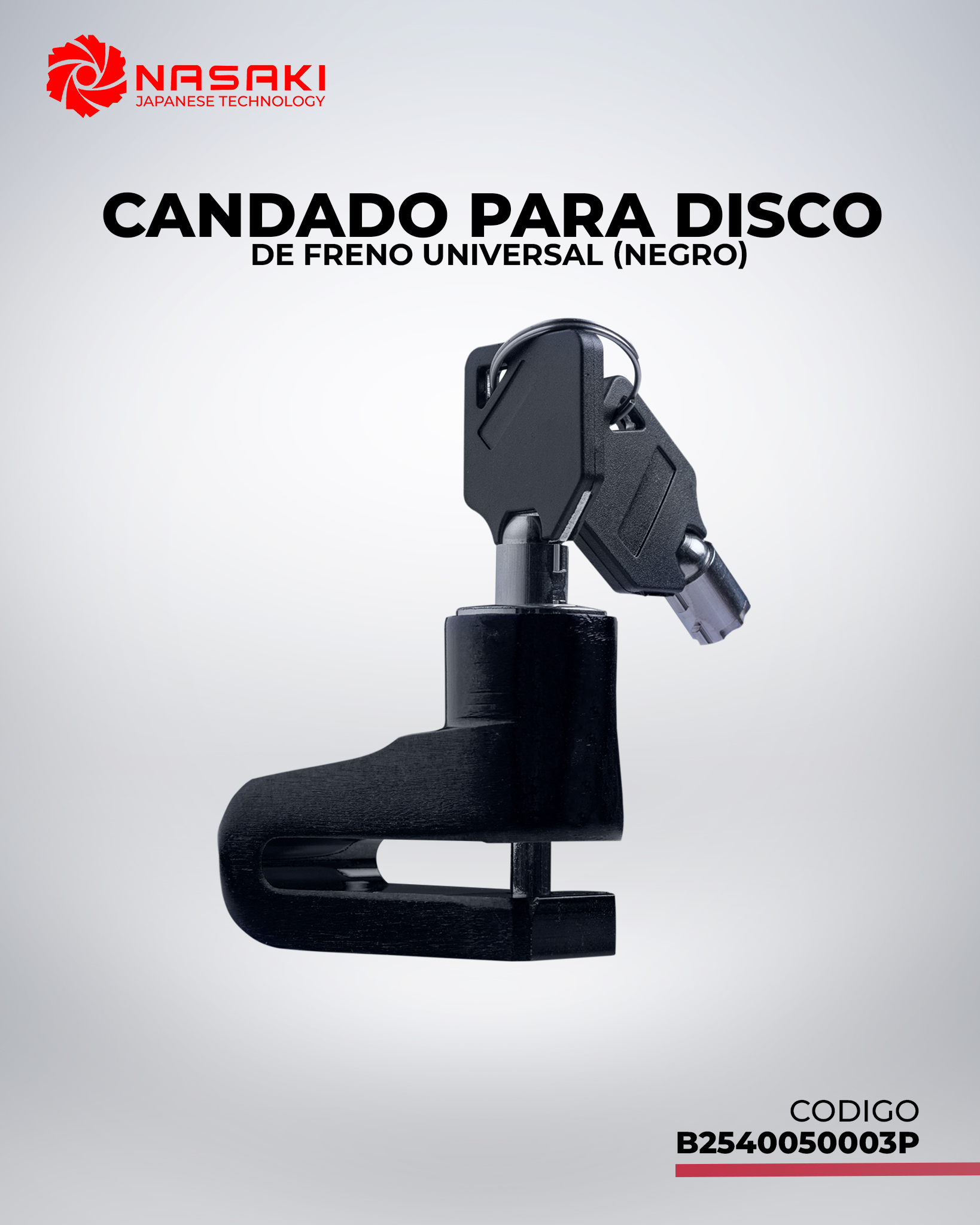 CANDADO PARA DISCO DE FRENO UNIVERSAL NEGRO
