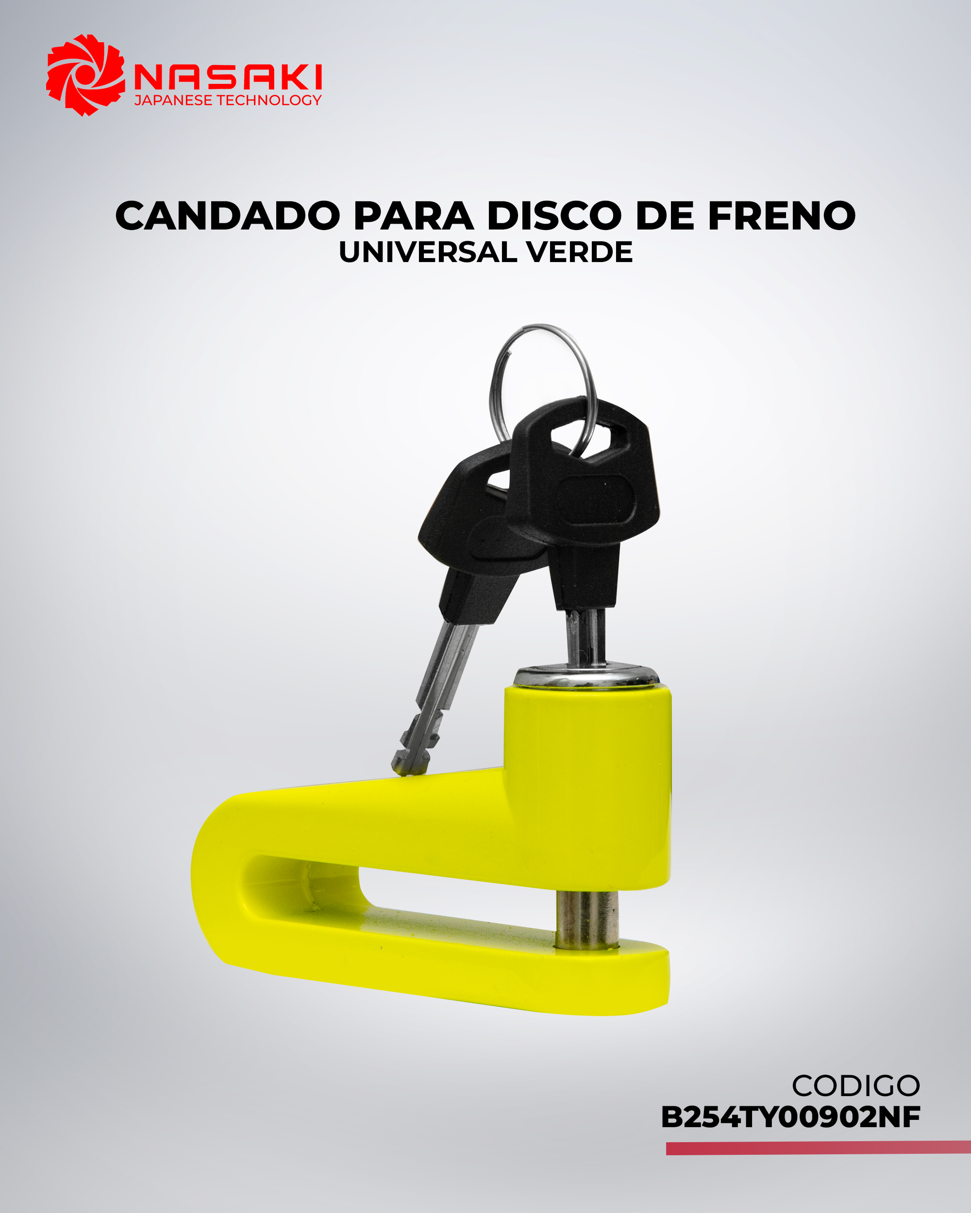 CANDADO PARA DISCO DE FRENO UNIVERSAL VERDE