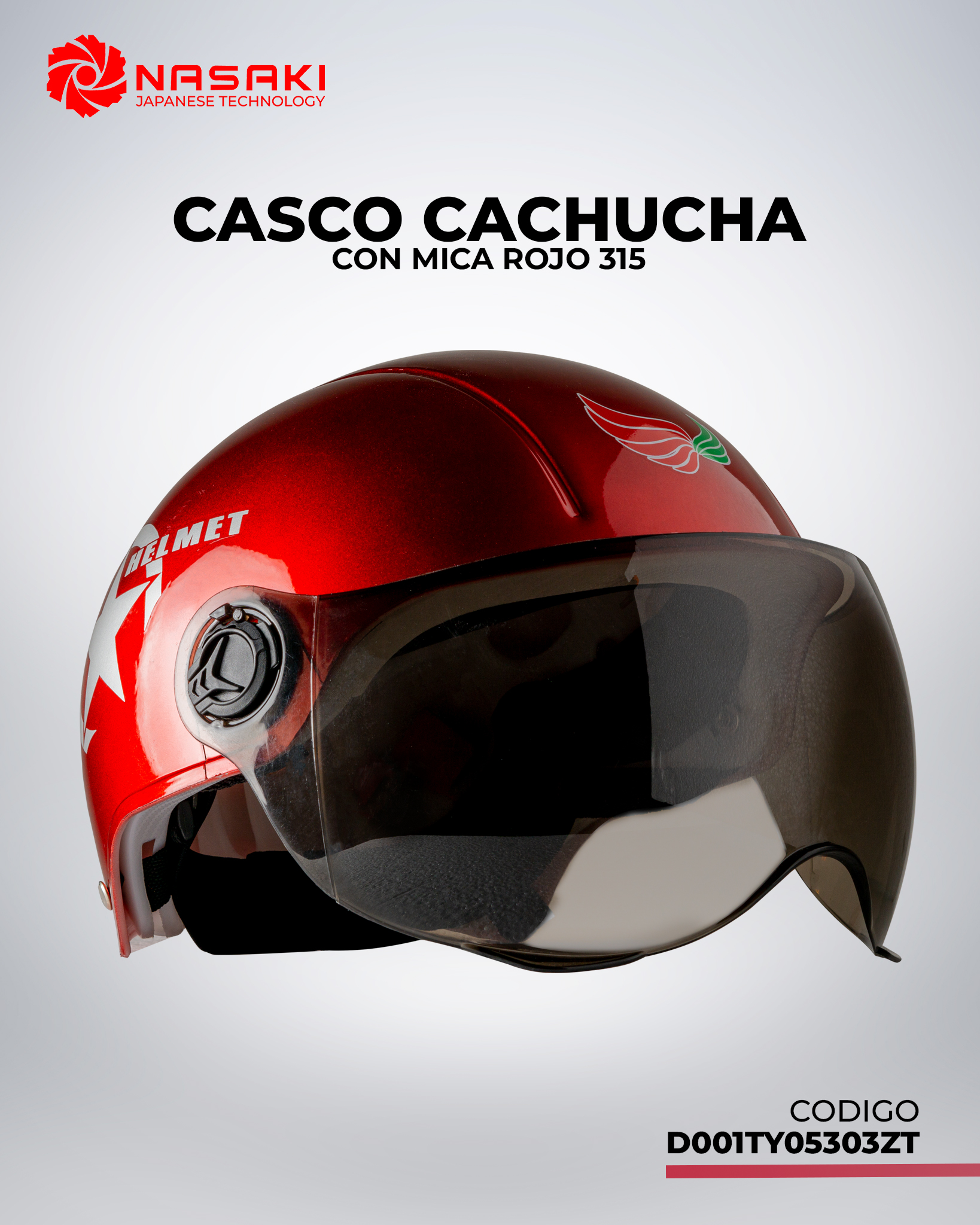 CASCO CACHUCHA CON MICA ROJO 315