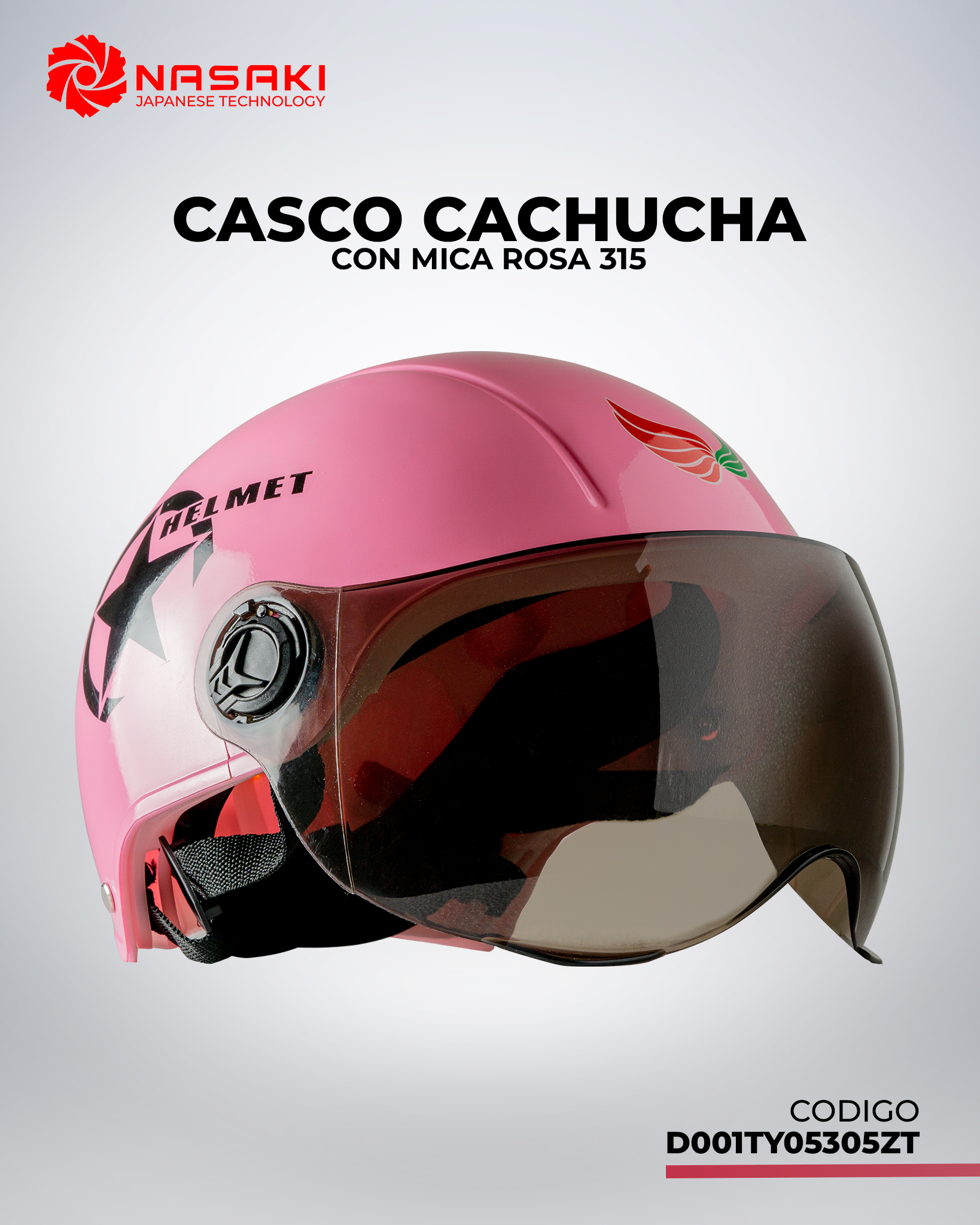 CASCO CACHUCHA CON MICA ROSA 315