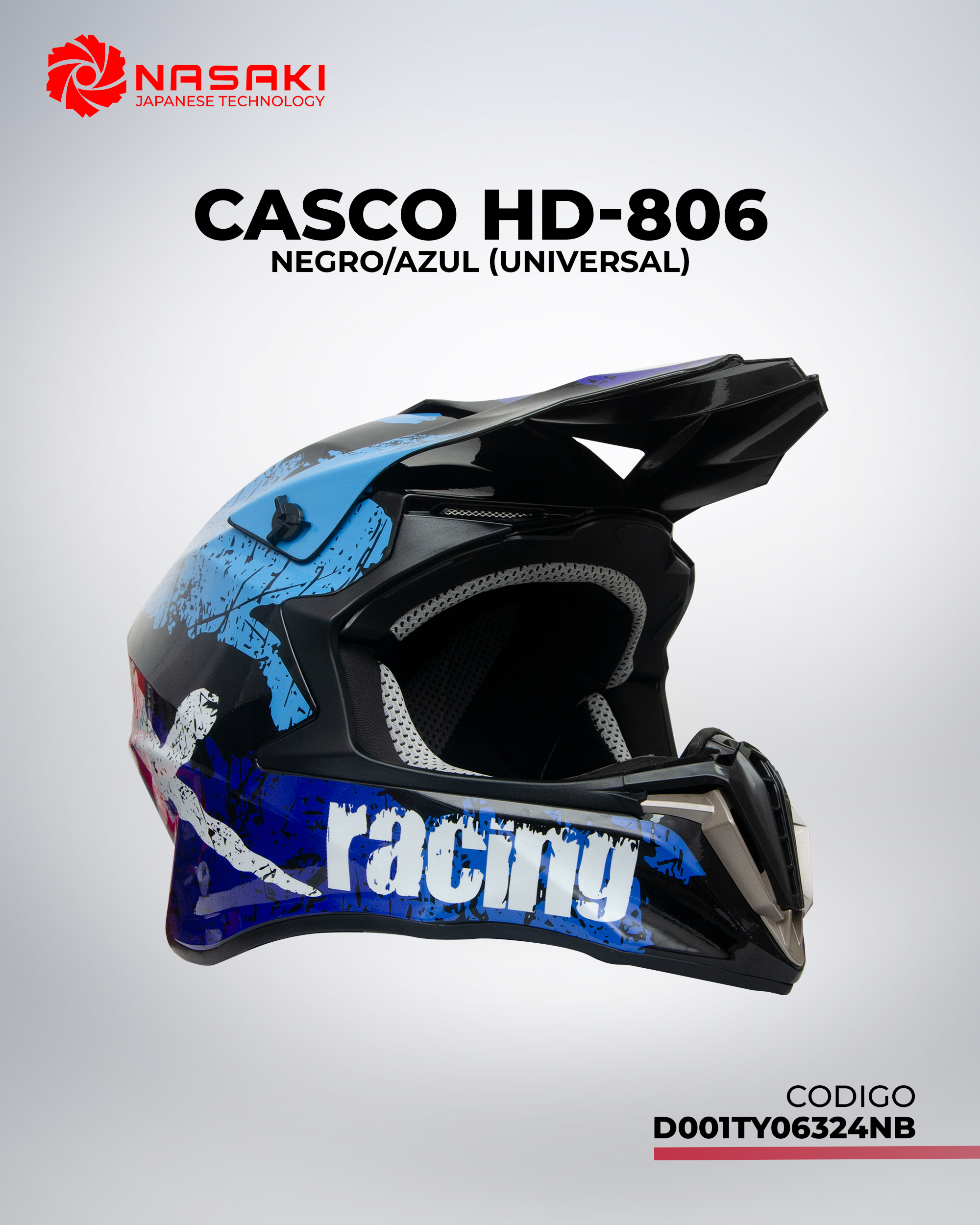 CASCO HD-806 NEGRO/AZUL