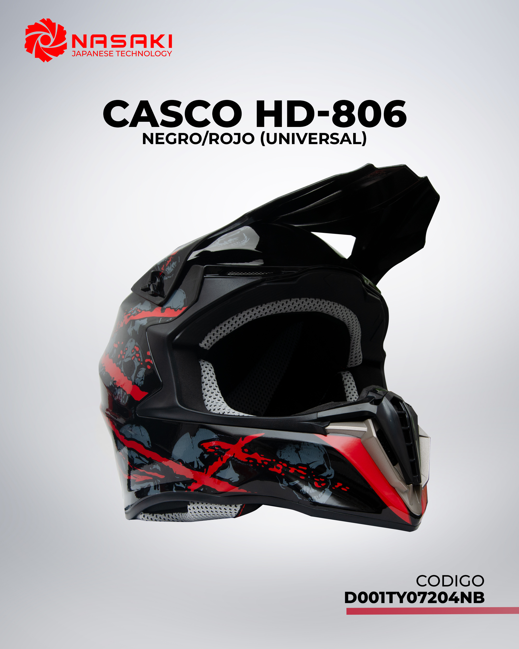 CASCO HD-806 NEGRO/ROJO