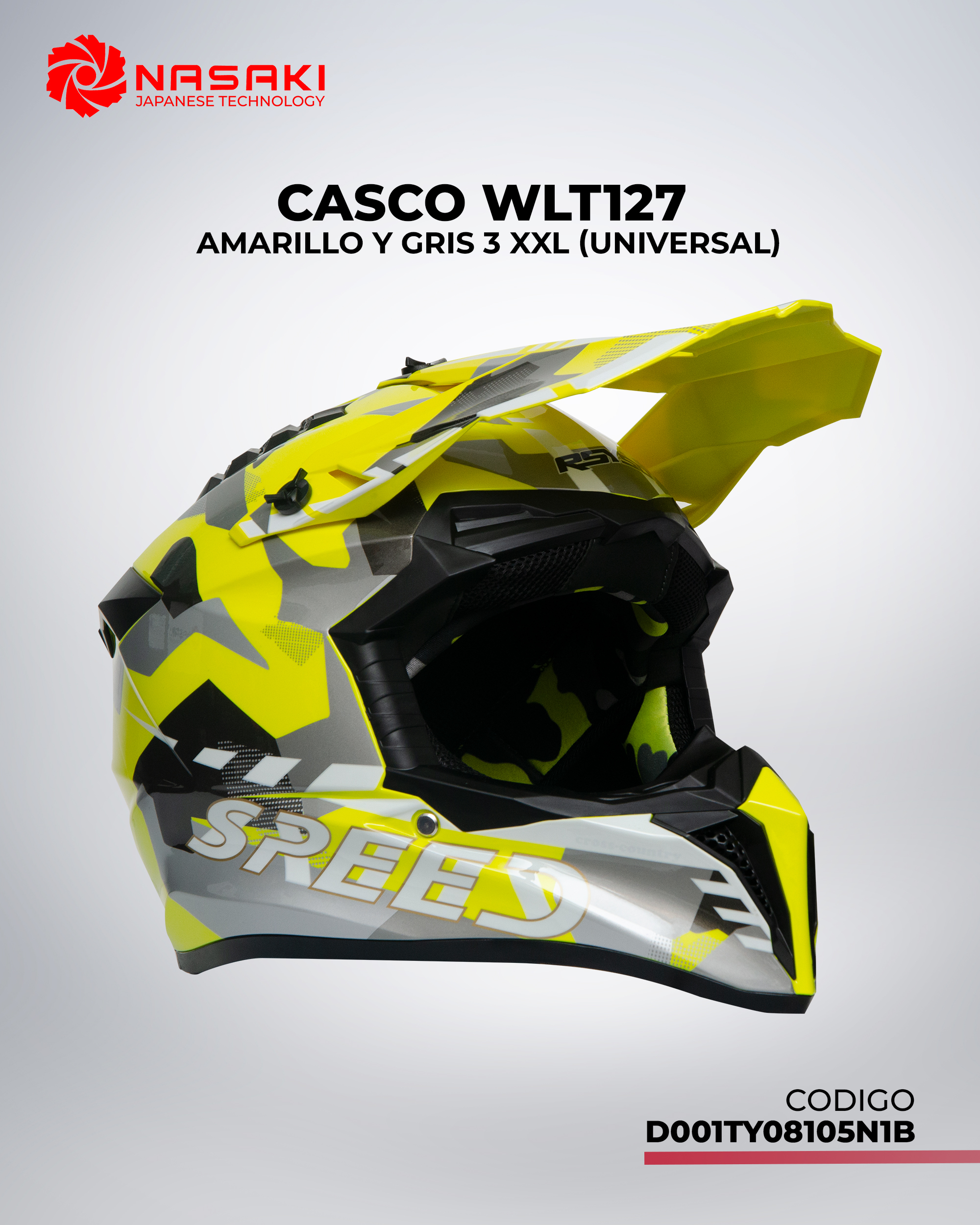 CASCO WLT127 AMARILLO Y GRIS 3 XXL