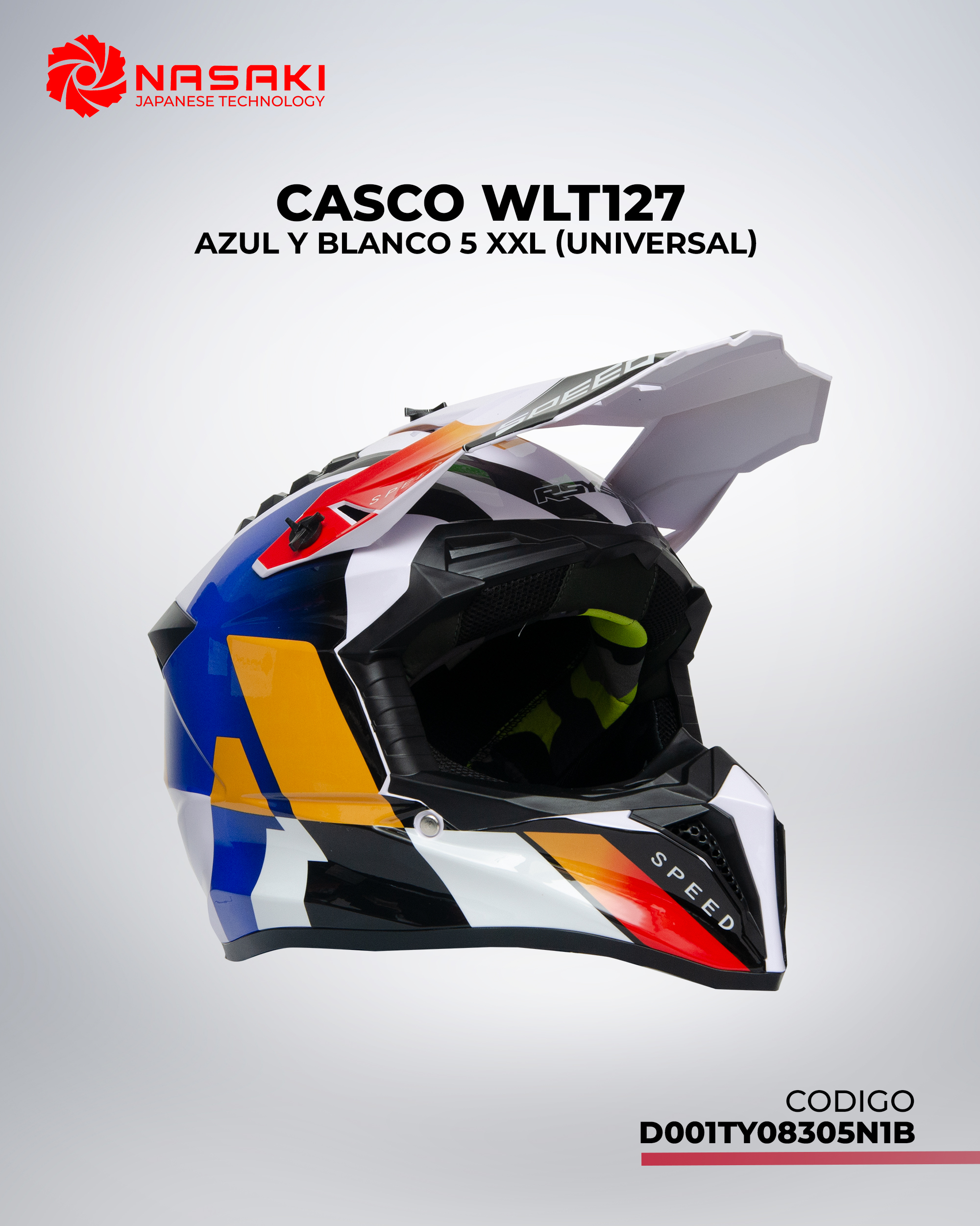 CASCO WLT127 AZUL Y BLANCO 5 XXL