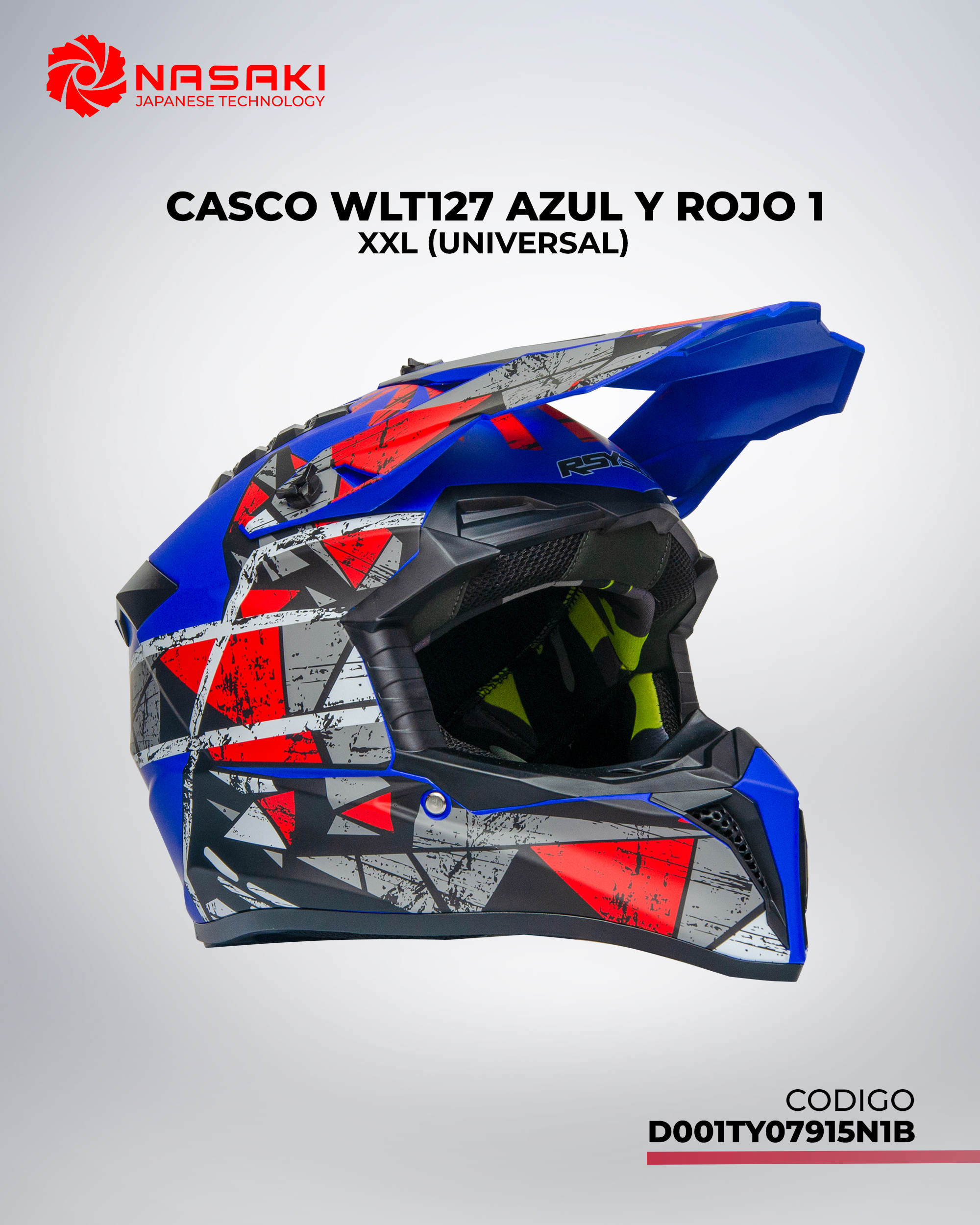 CASCO WLT127 AZUL Y ROJO 1 XXL