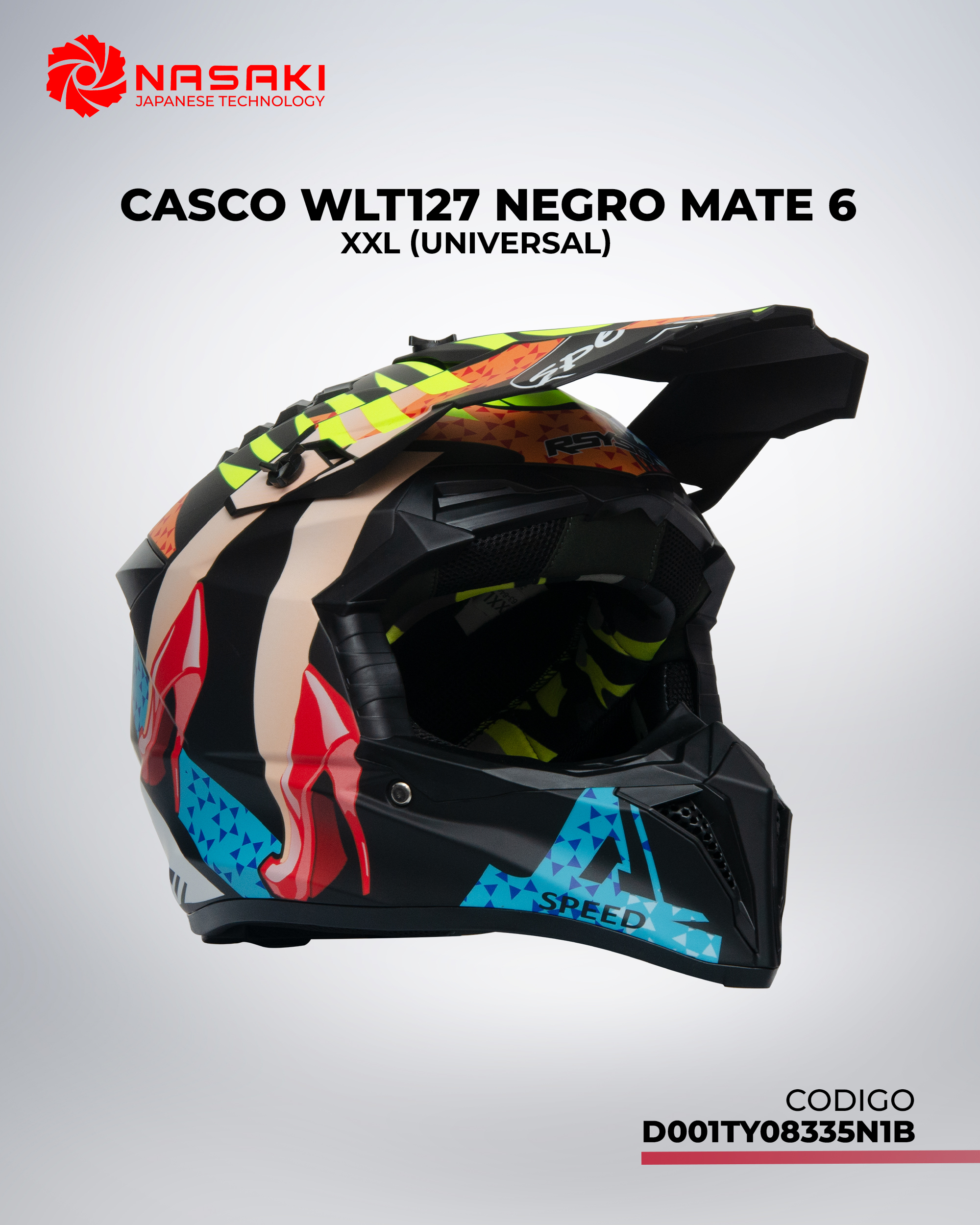 CASCO WLT127 NEGRO MATE 6 XXL