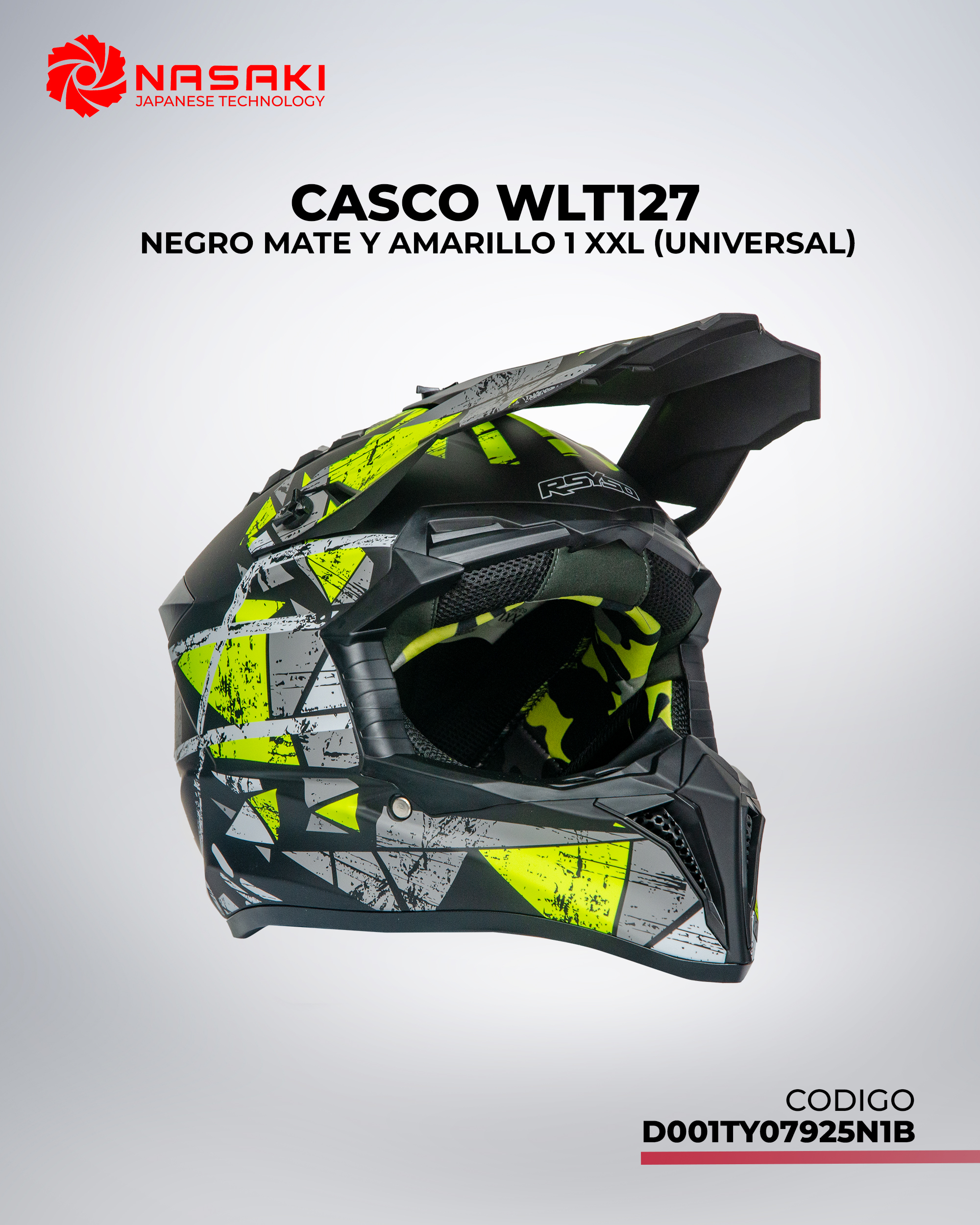 CASCO WLT127 NEGRO MATE Y AMARILLA 1 XXL