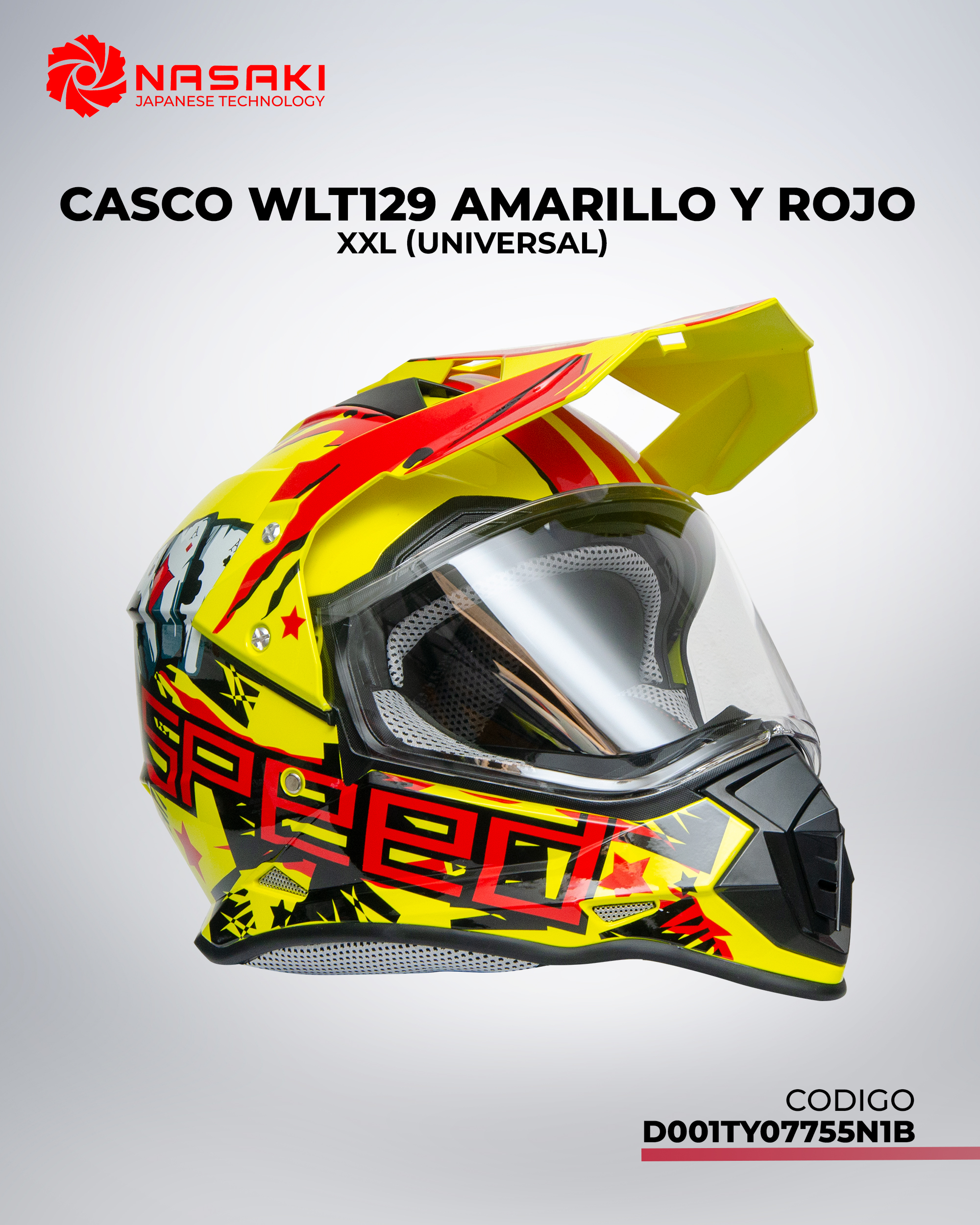 CASCO WLT129 AMARILLO Y ROJO XXL