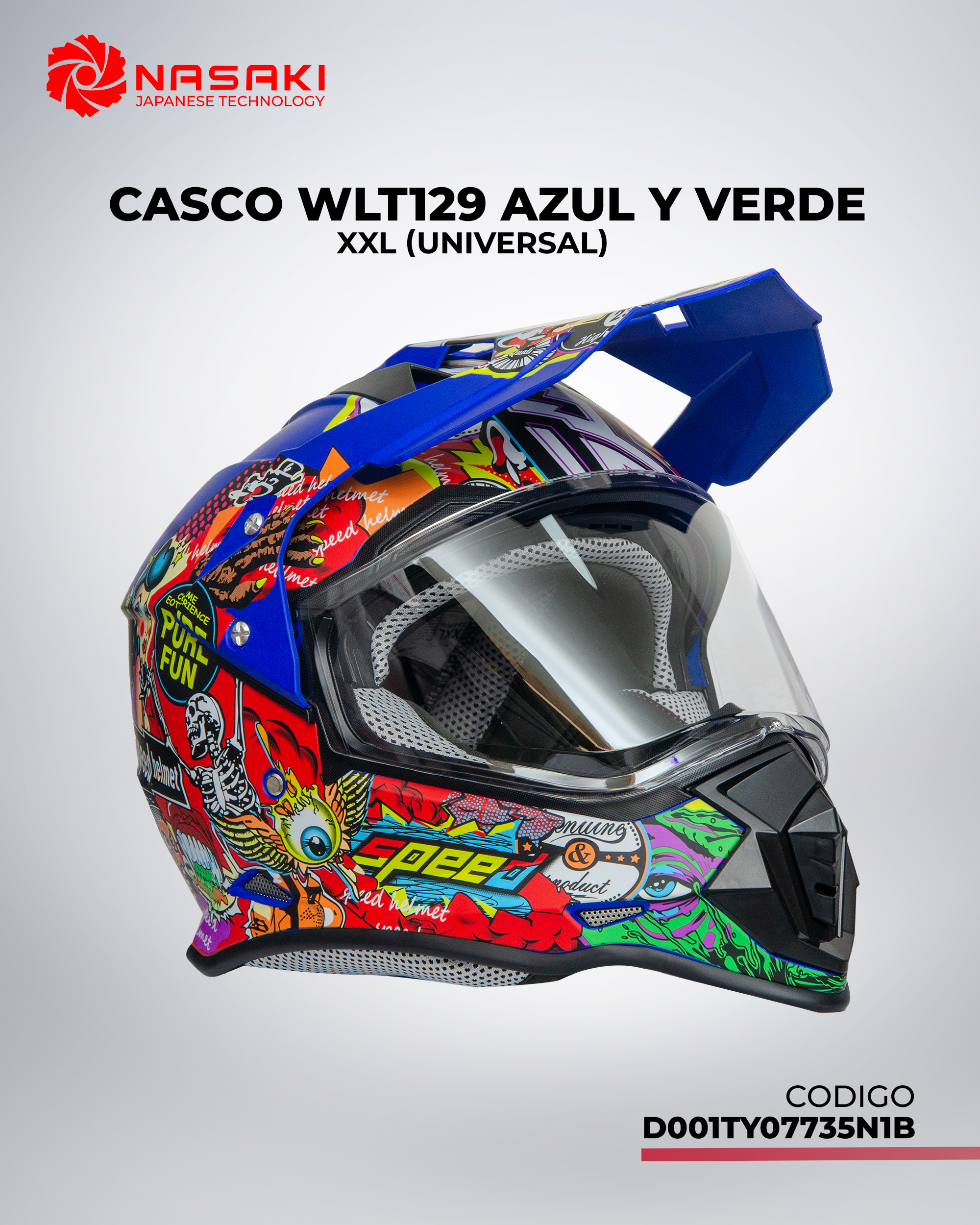 CASCO WLT129 AZUL Y VERDE XXL