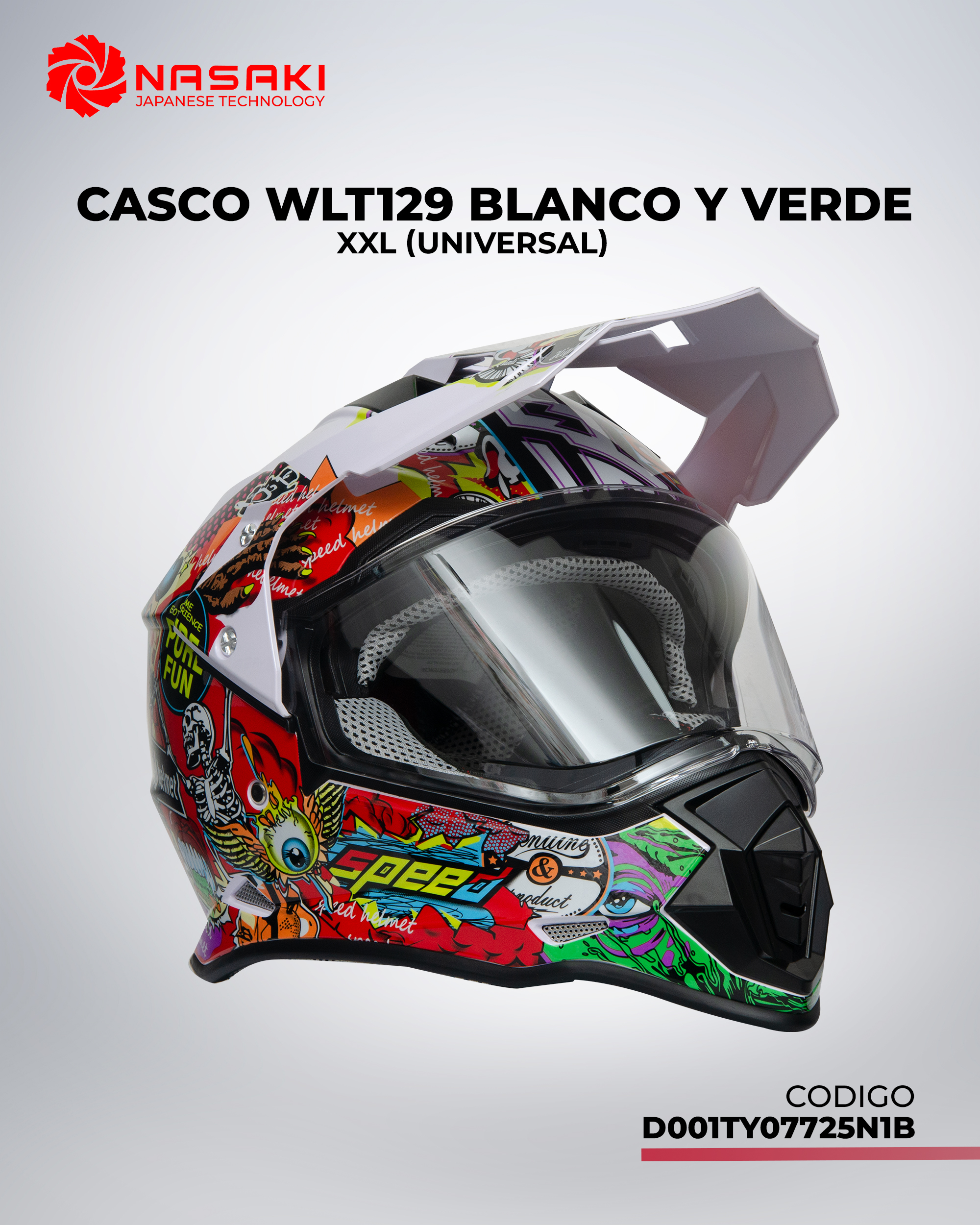CASCO WLT129 BLANCO Y VERDE XXL
