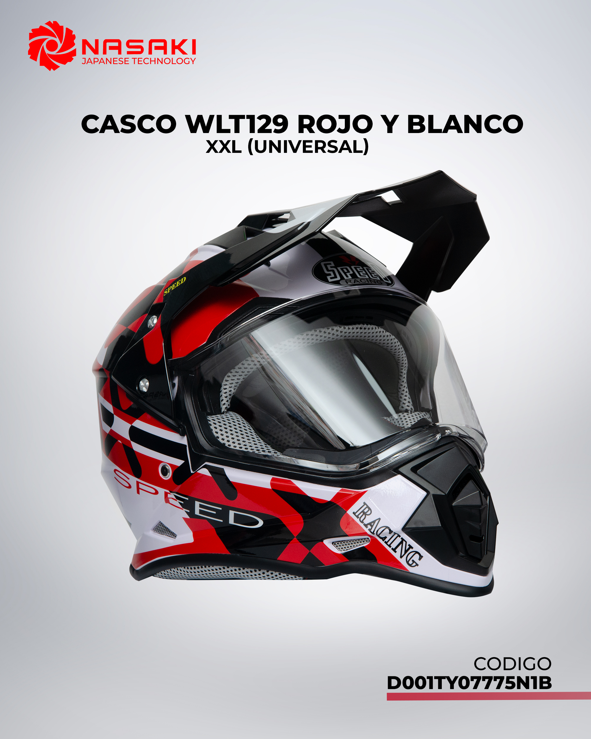 CASCO WLT129 ROJO Y BLANCO XXL