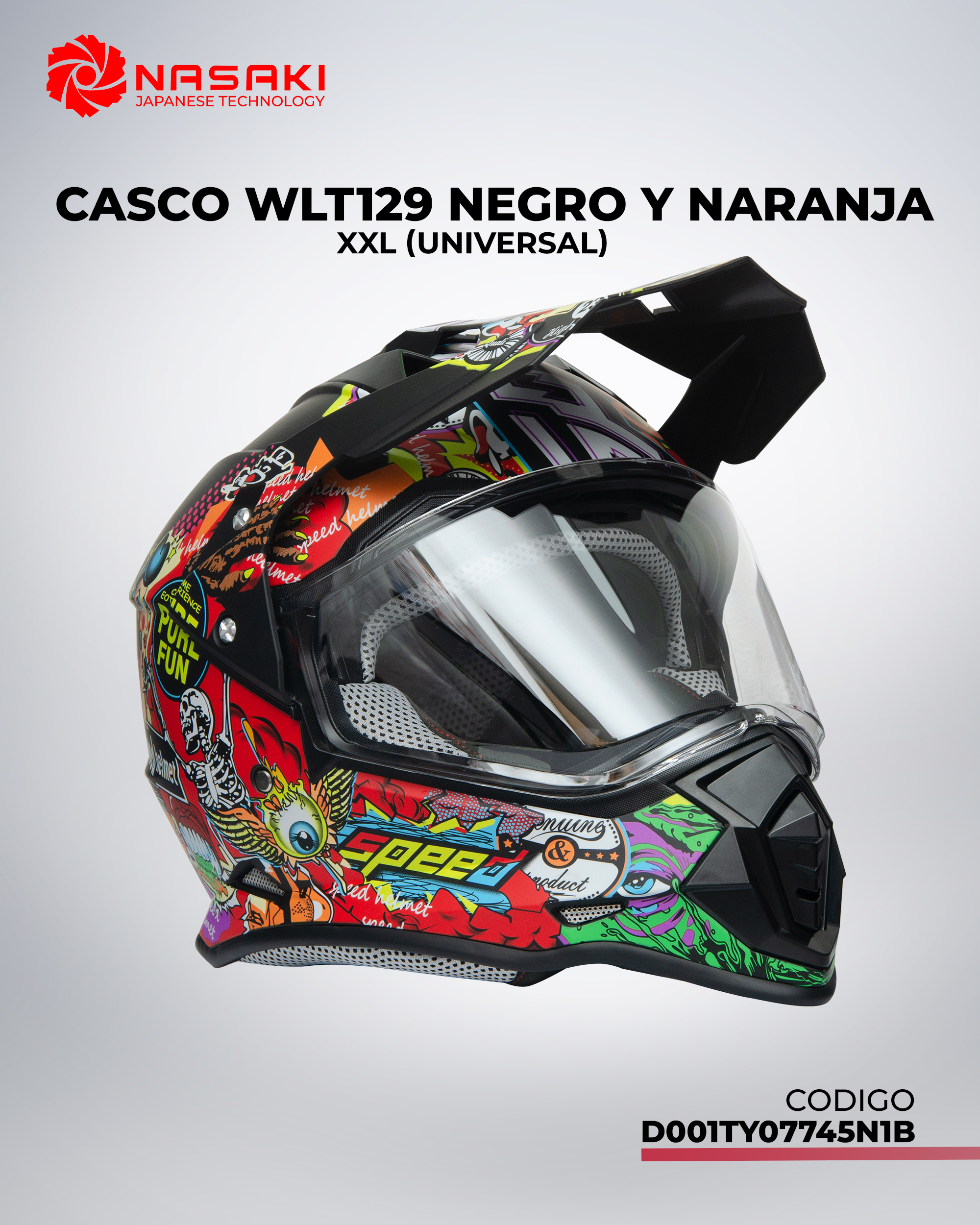 CASCO WLT129 NEGRO Y NARANJA XXL
