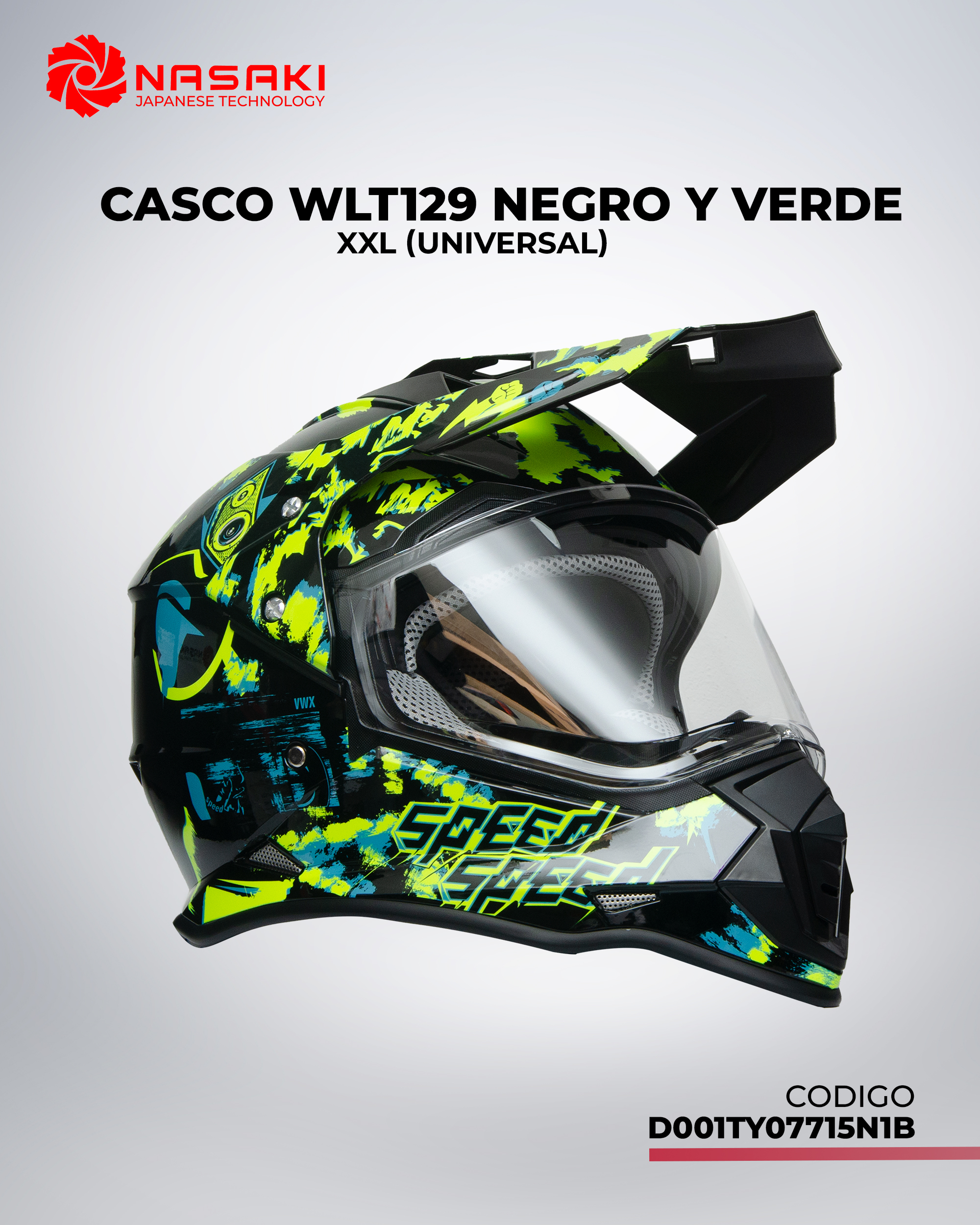 CASCO WLT129 NEGRO Y VERDE XXL