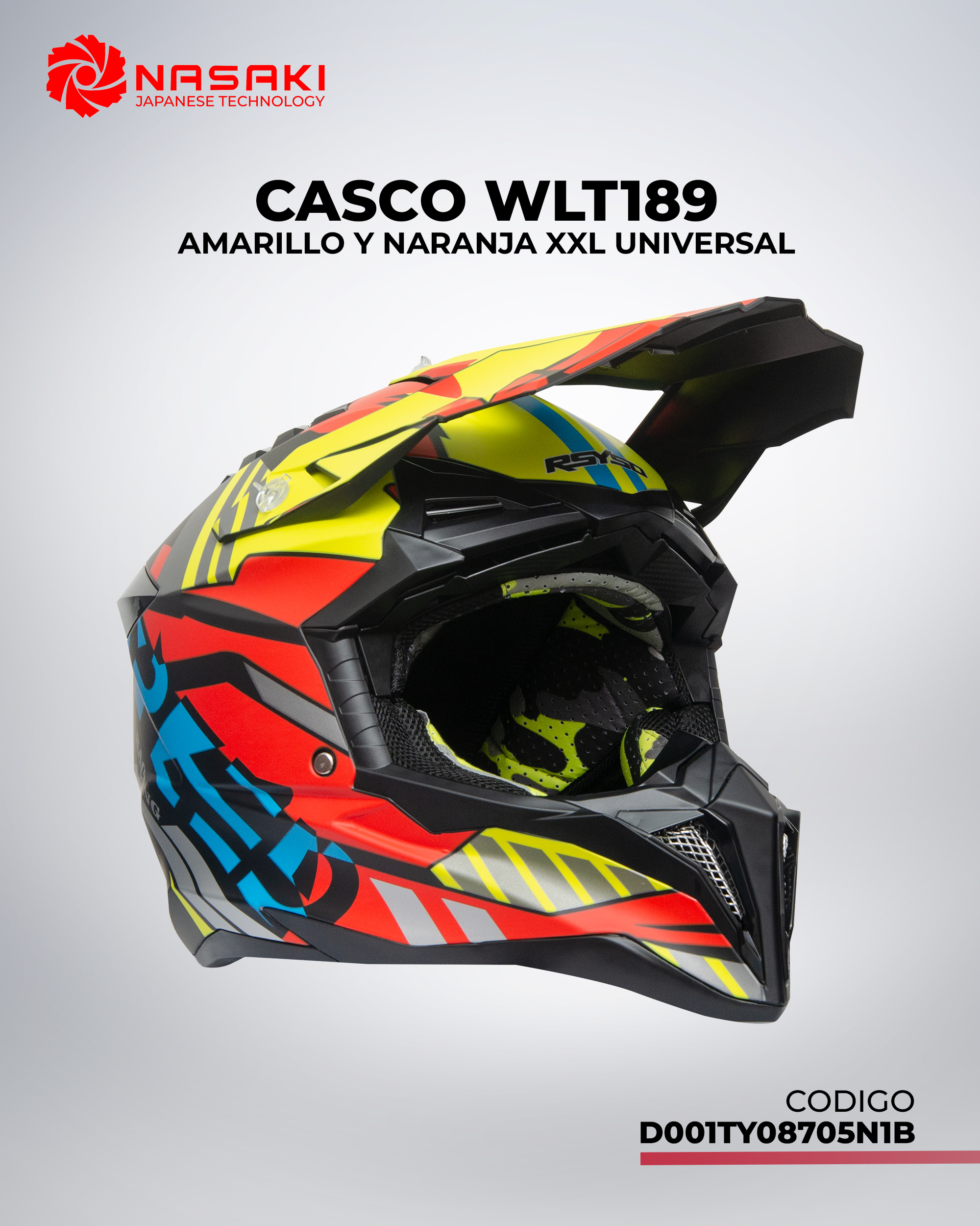 CASCO WLT189 AMARILLO Y NARANJA XXL