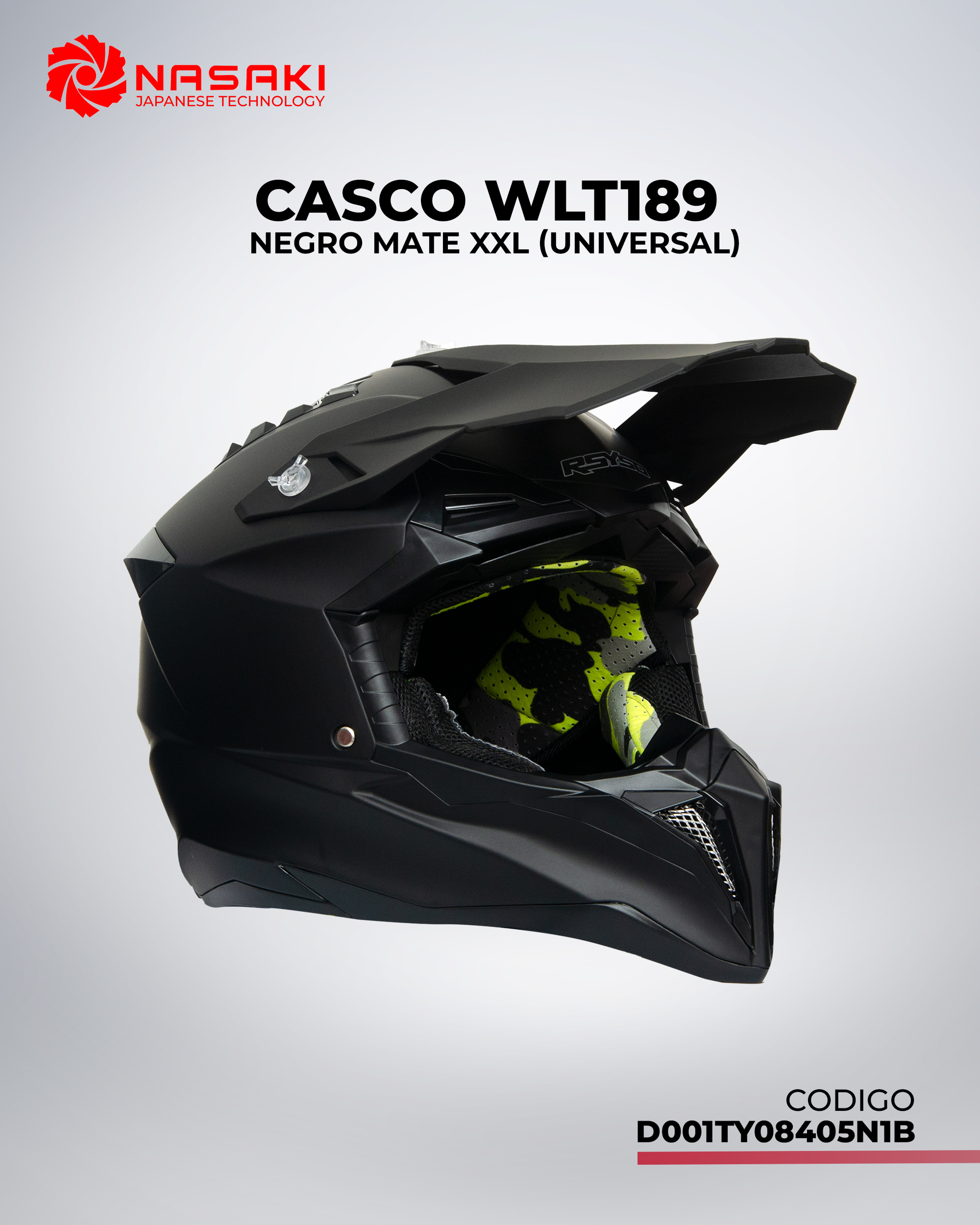 CASCO WLT189 NEGRO MATE XXL
