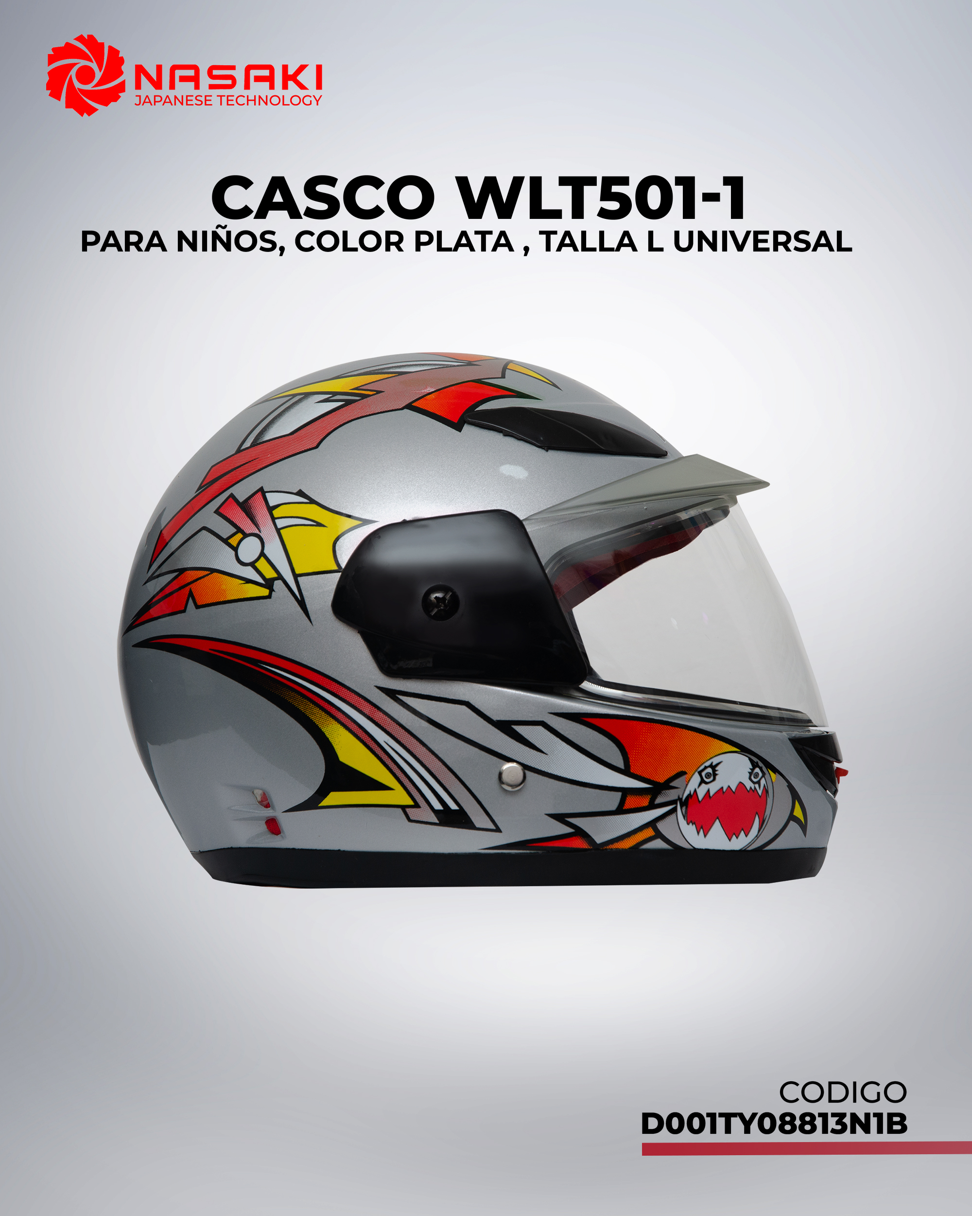 CASCO WLT501-1 NIÑOS PLATA L