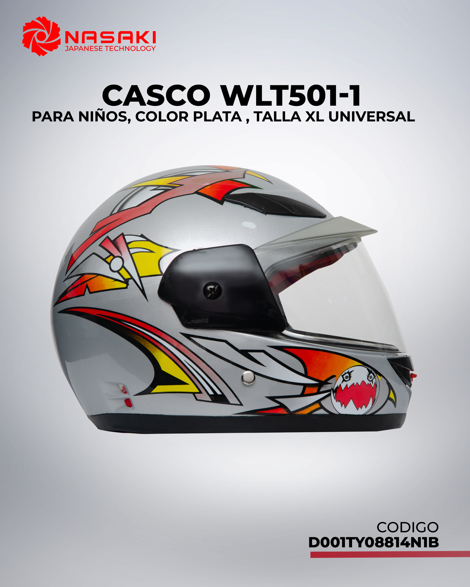 CASCO WLT501-1 NIÑOS PLATA XL
