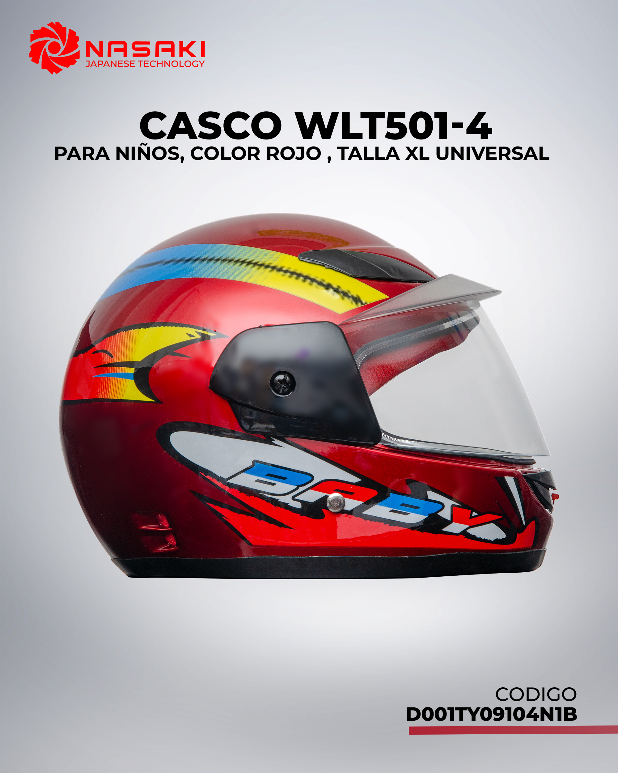 CASCO WLT501-4 NIÑOS ROJO XL