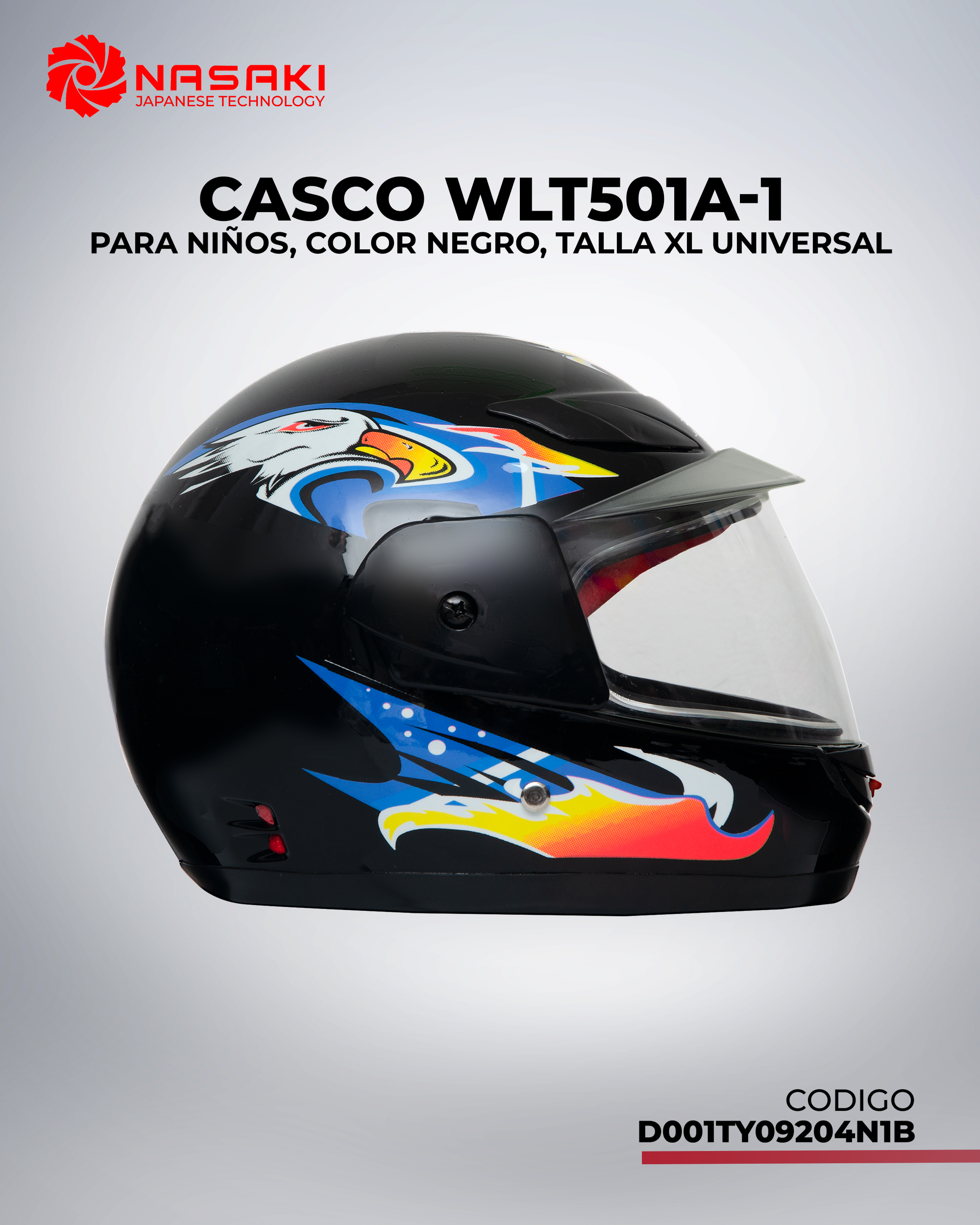 CASCO WLT501A-1 NIÑOS NEGRO XL