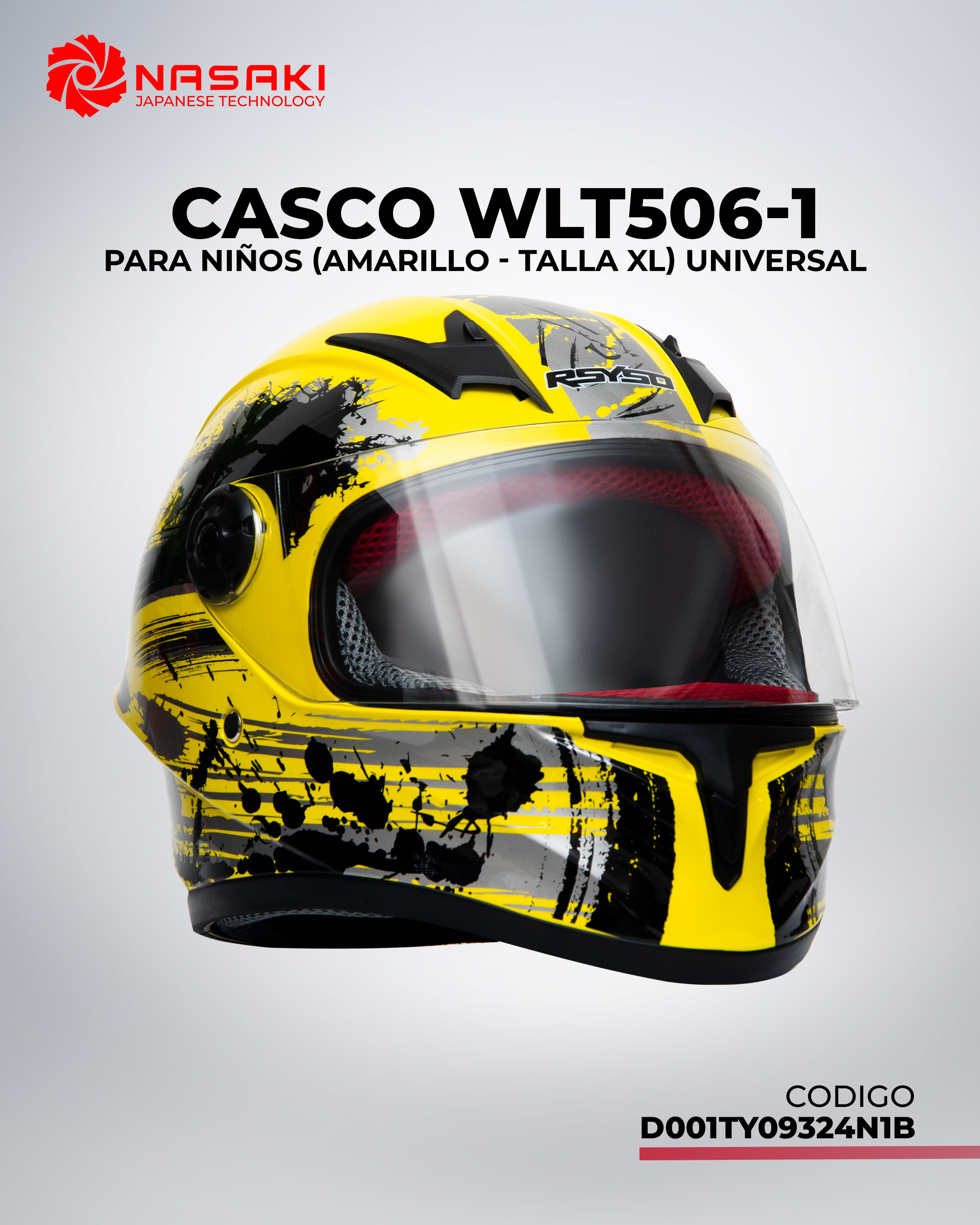 CASCO WLT506-1 NIÑOS AMARILLA XL