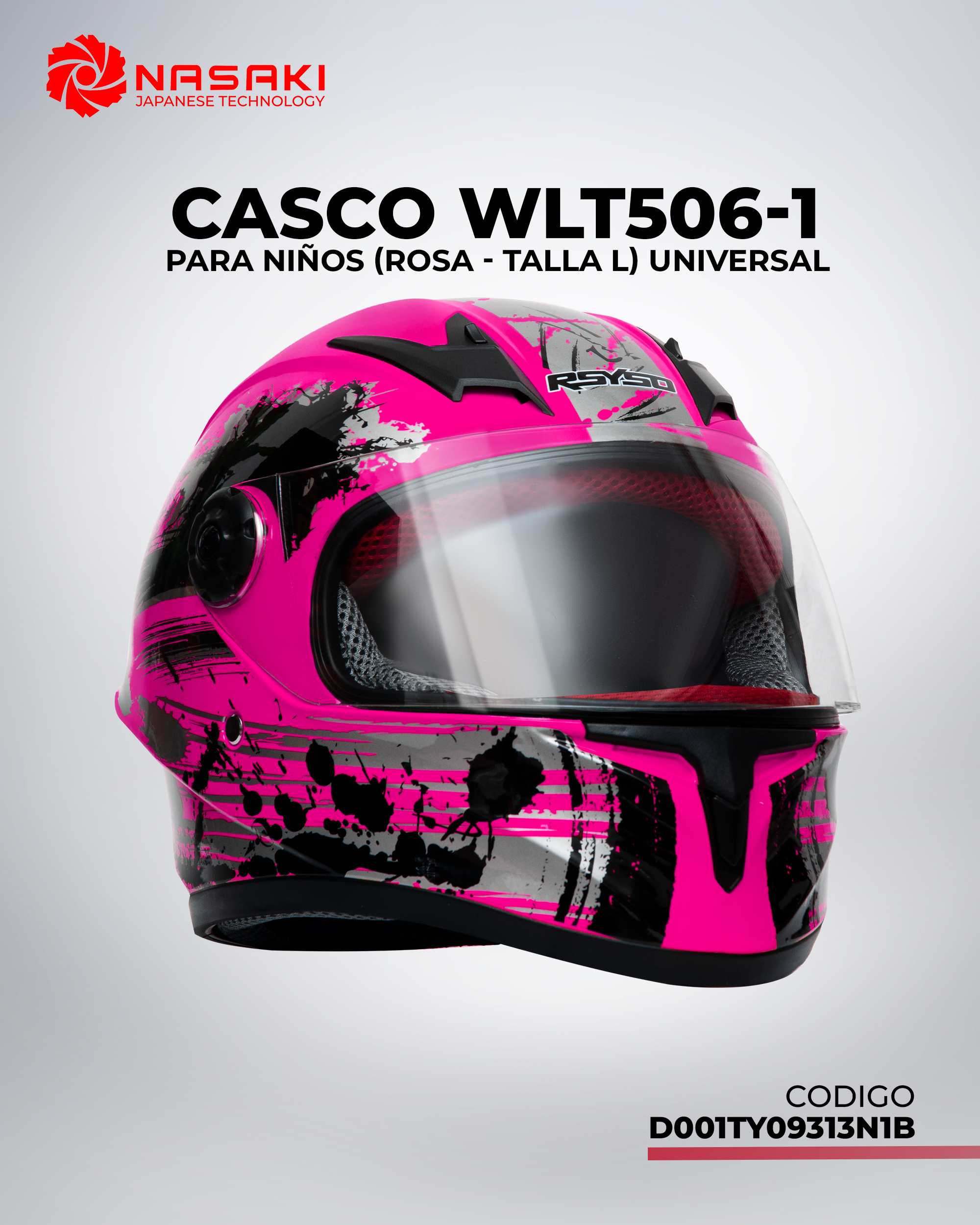 CASCO WLT506-1 NIÑOS ROSA L