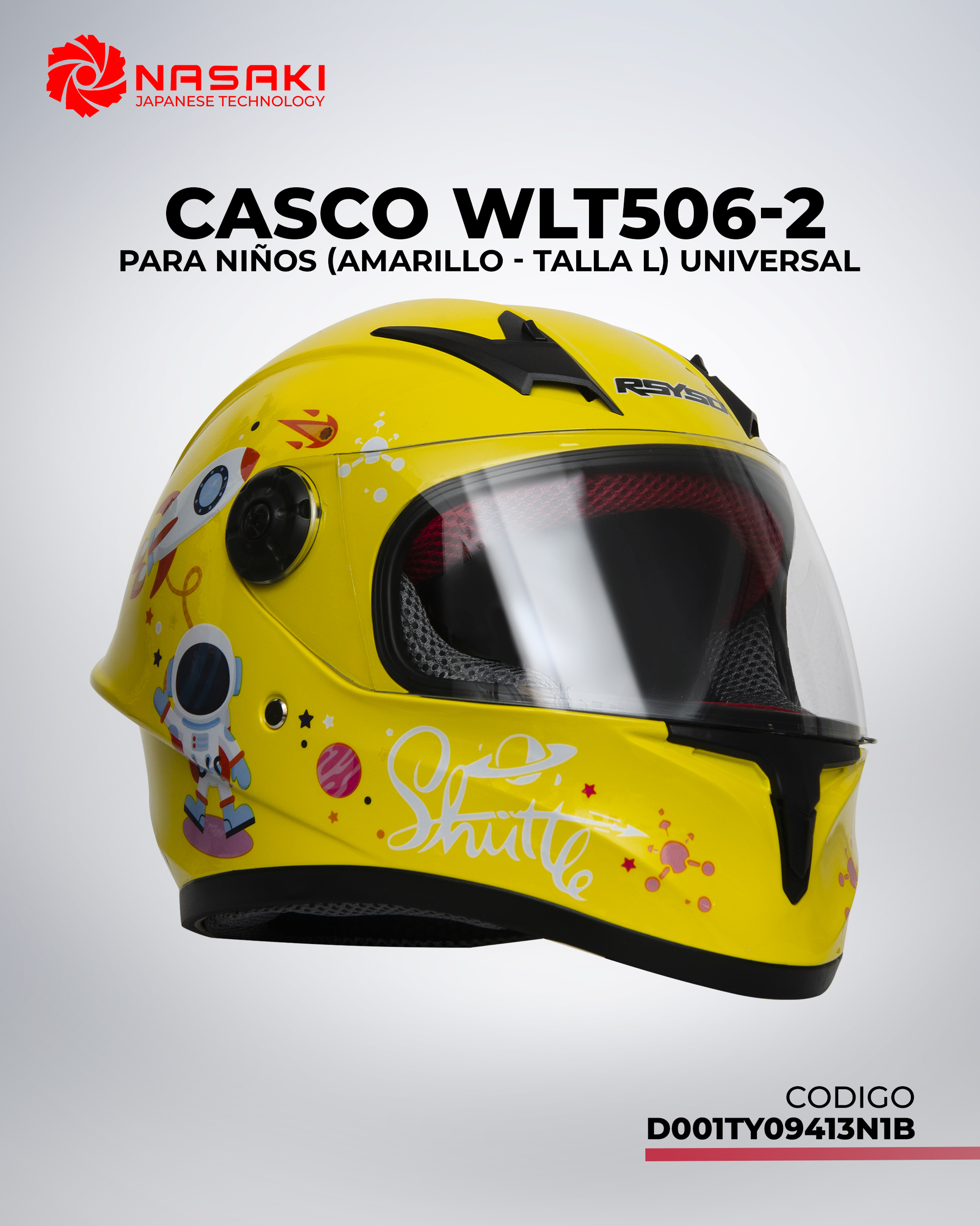 CASCO WLT506-2 NIÑOS AMARILLA L