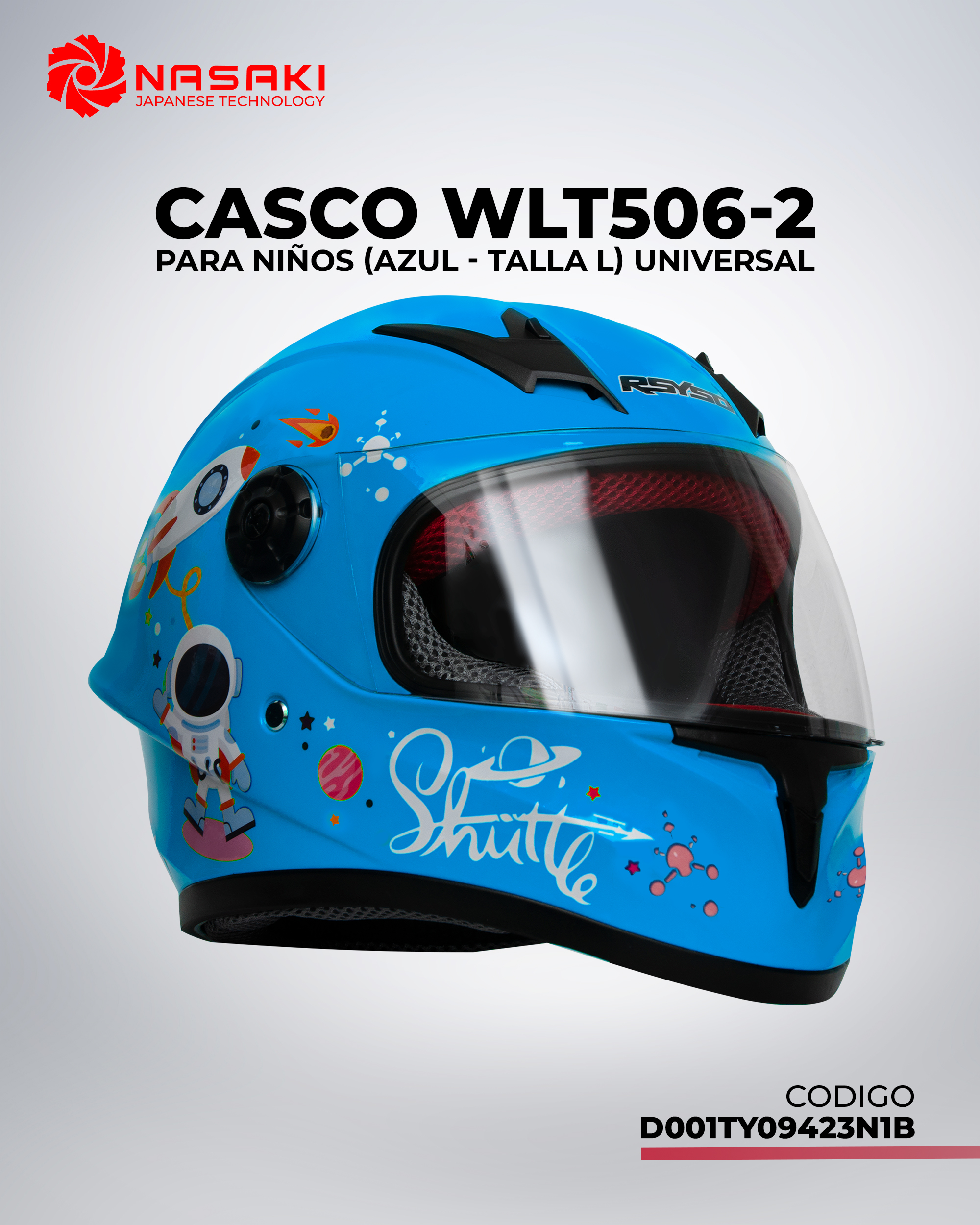 CASCO WLT506-2 NIÑOS AZUL L