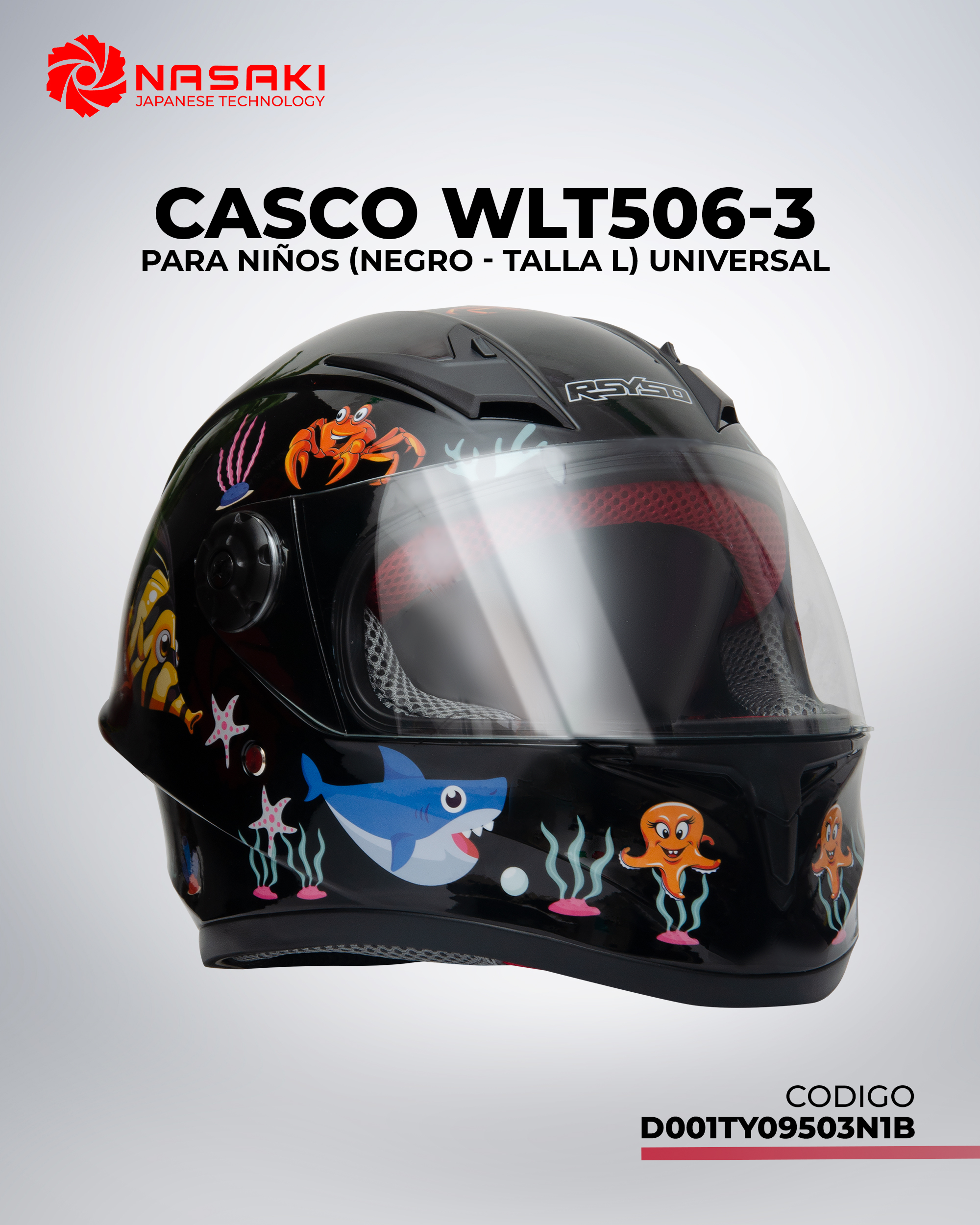 CASCO WLT506-3 NIÑOS NEGRO L