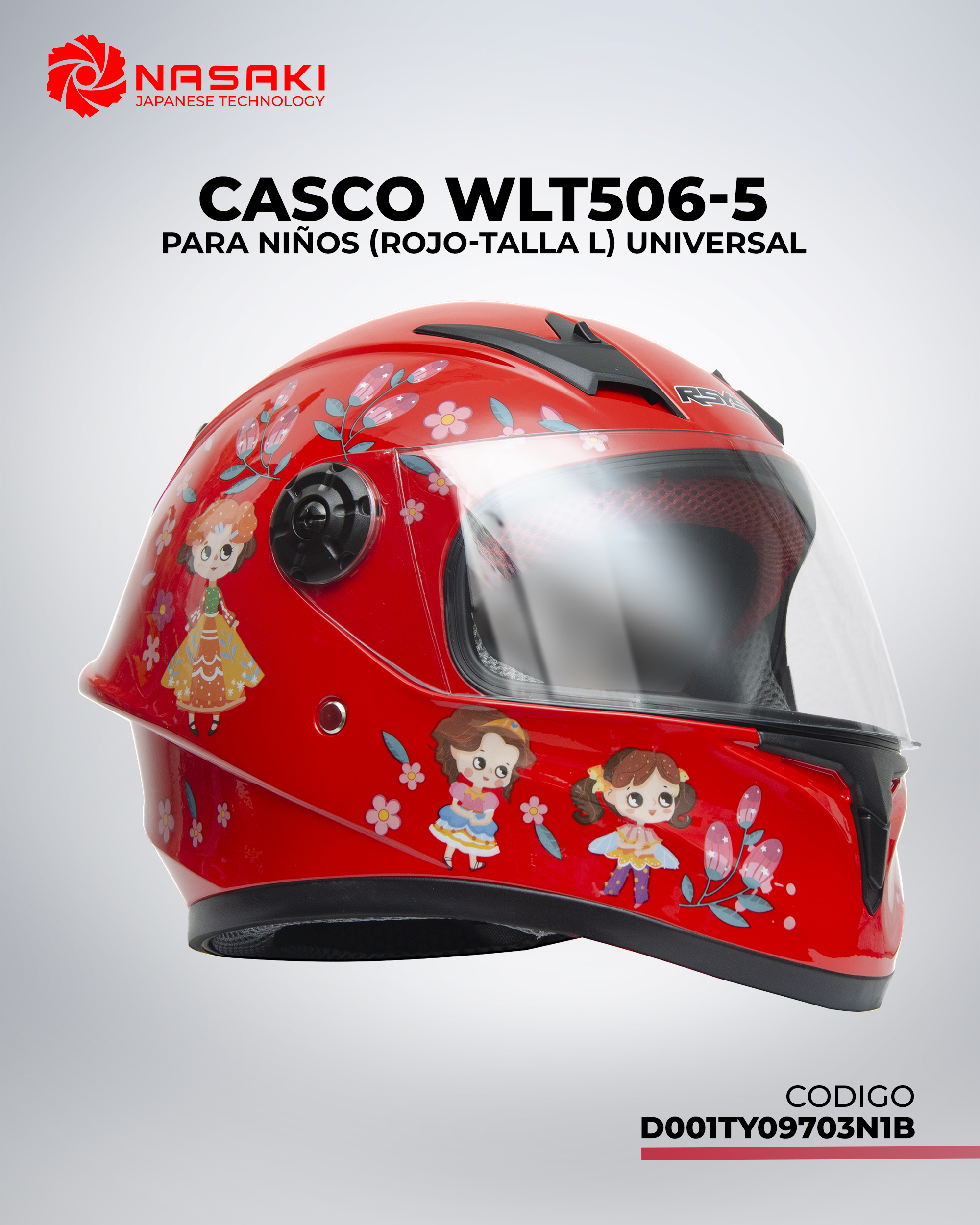 CASCO WLT506-5 NIÑOS ROJO L